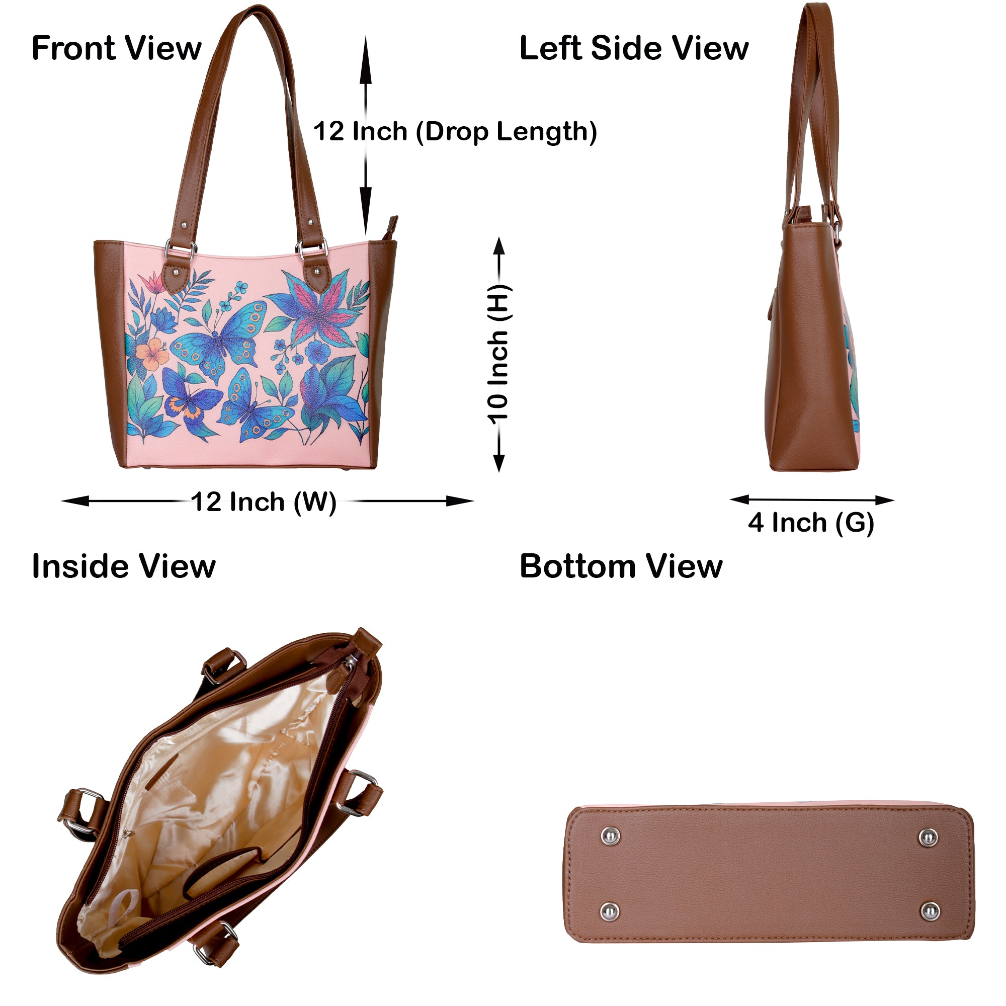 Ladies’ Printed Leather Shoulder Tote Bag– Handbag, Sling & Top Handle Purse – Ideal for Office, Travel & Everyday Use