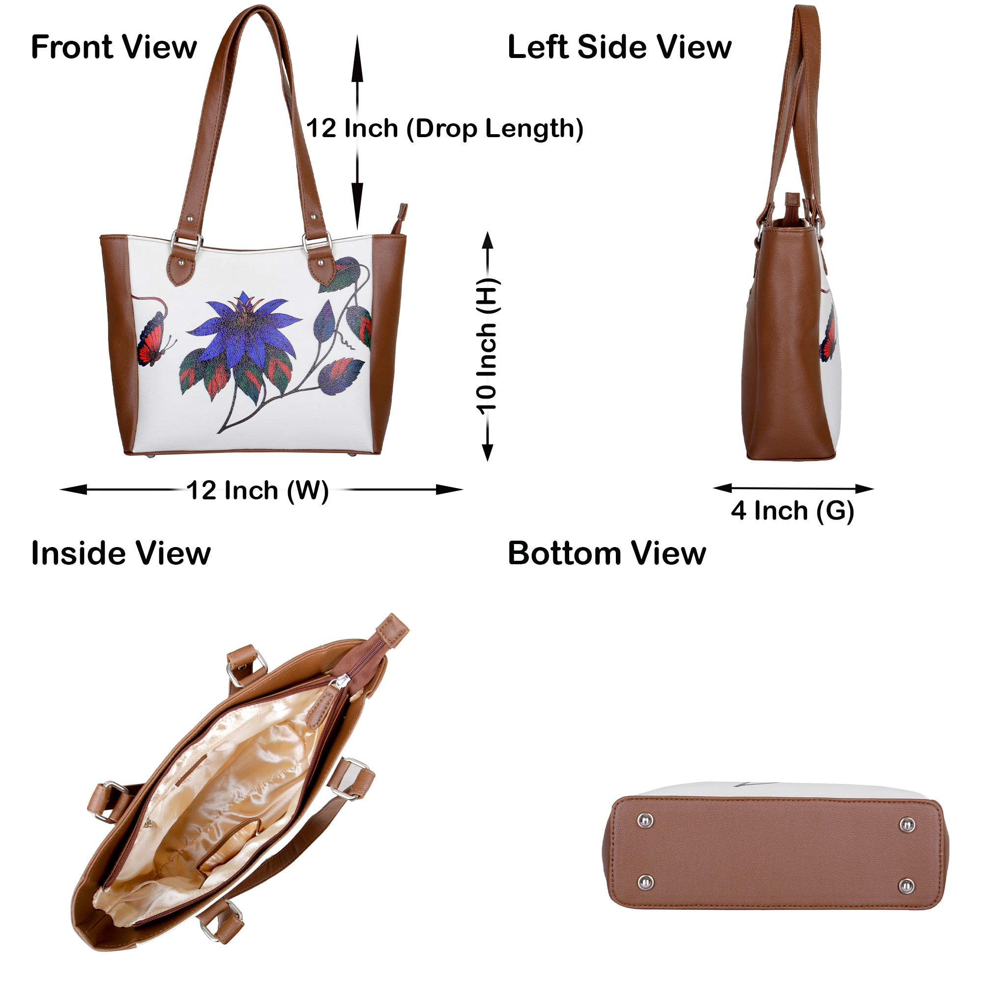 Ladies’ Printed Leather Shoulder Tote Bag– Handbag, Sling & Top Handle Purse – Ideal for Office, Travel & Everyday Use