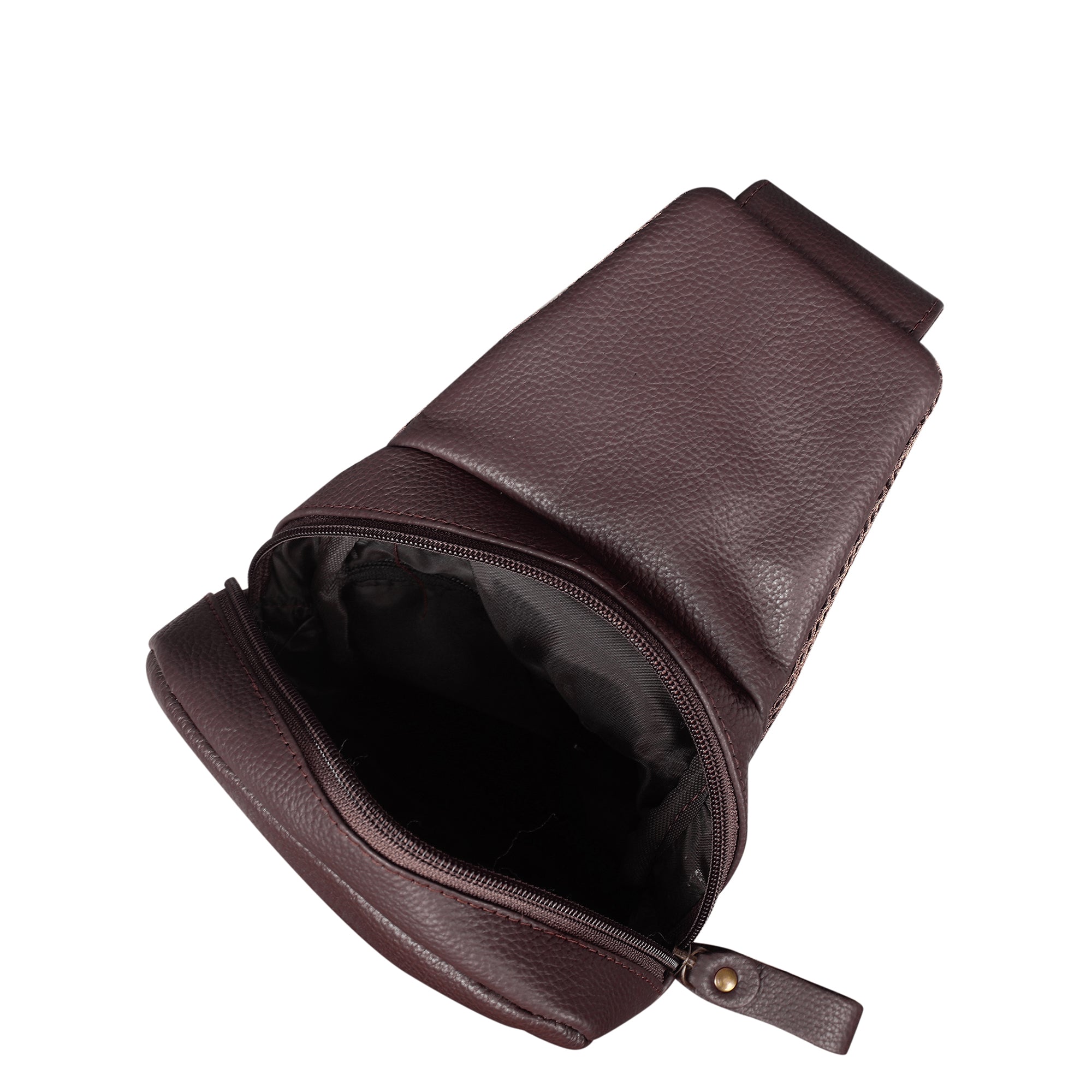 Premium Leather Fanny Sling Bag For Women Men Chest Pack Crossbody Shoulder Belt Bags Travel-Brown