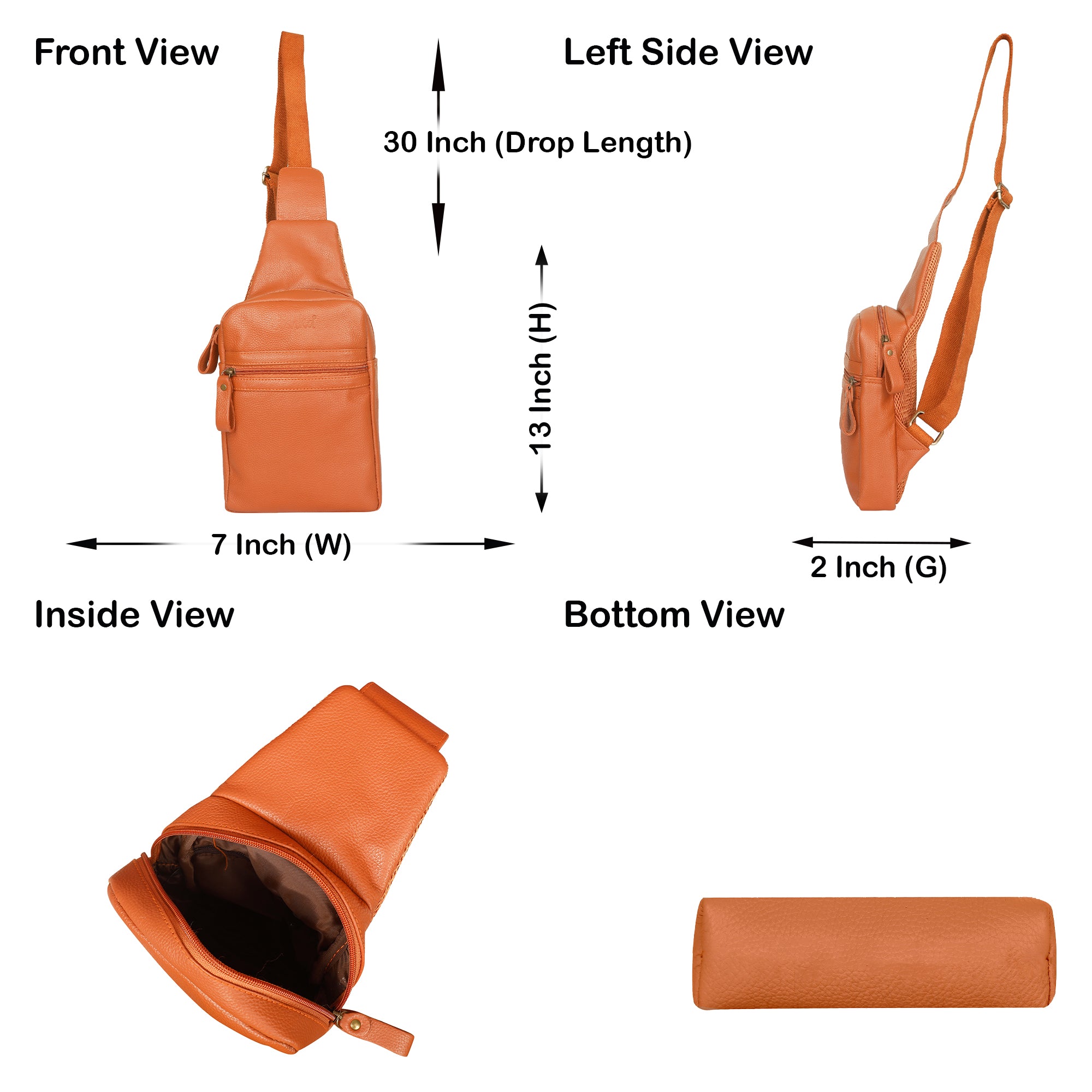 Premium Leather Fanny Sling Bag For Women Men Chest Pack Crossbody Shoulder Belt Bags Travel-Tan