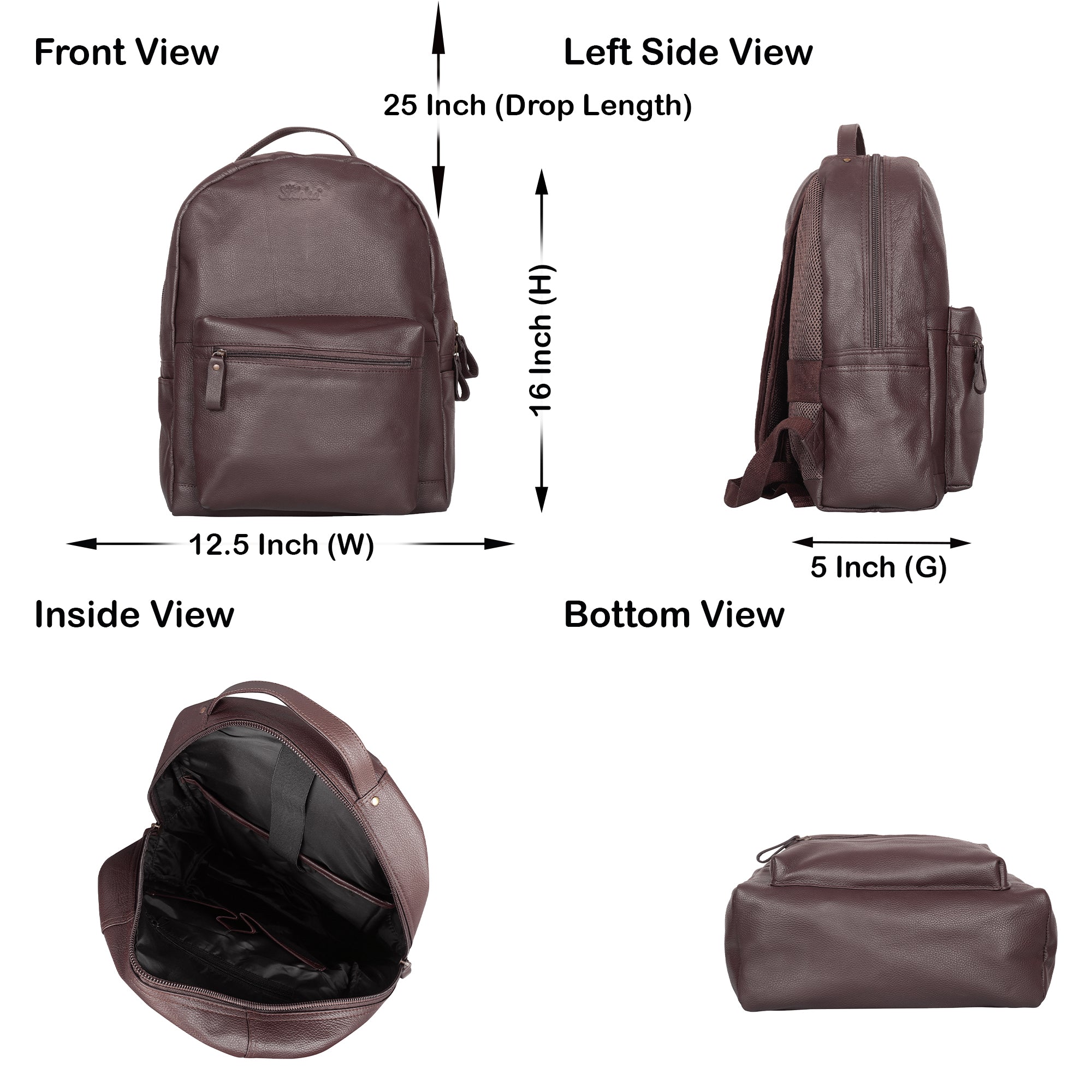 Genuine Leather Brown Backpack |16" H Travel Backpack for Women & Men | Multipurpose Daypack- Business, Office, Work, Gifting
