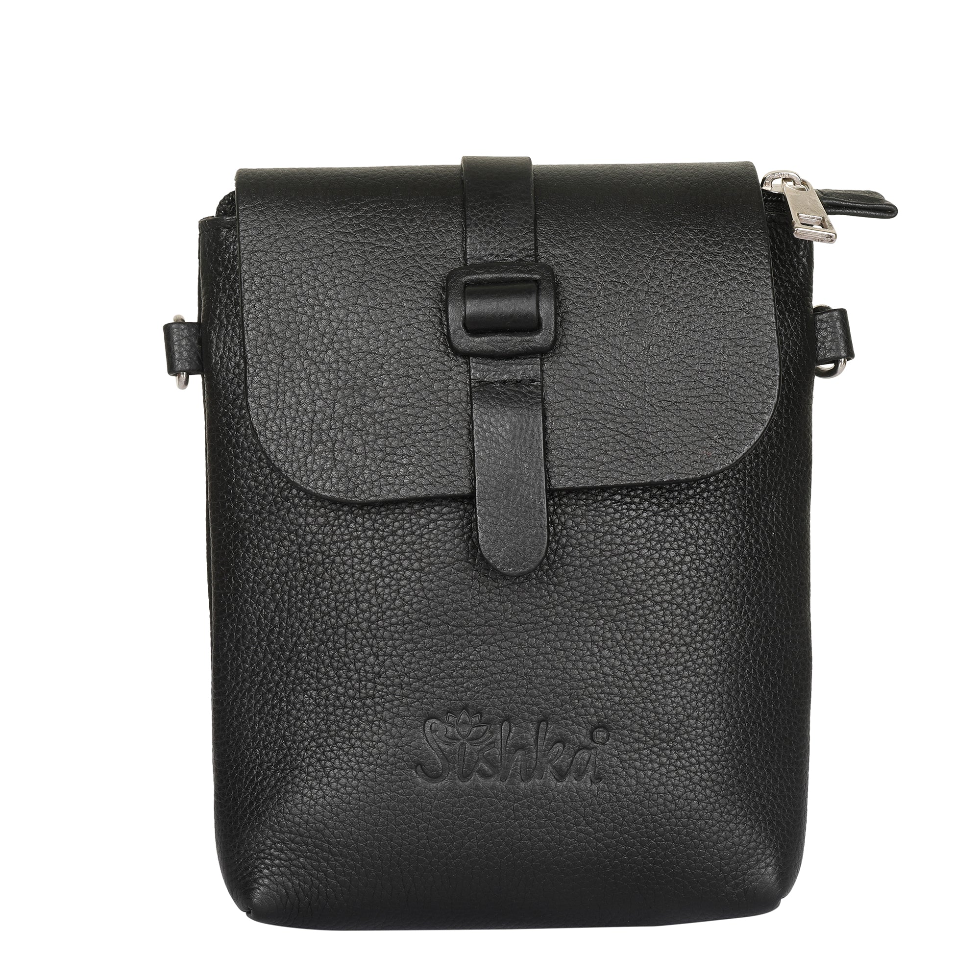 Leather Black Messenger Bag for Men & Women –Small Crossbody Shoulder Bag, Side Sling Bag for Travel, Work & Daily Use