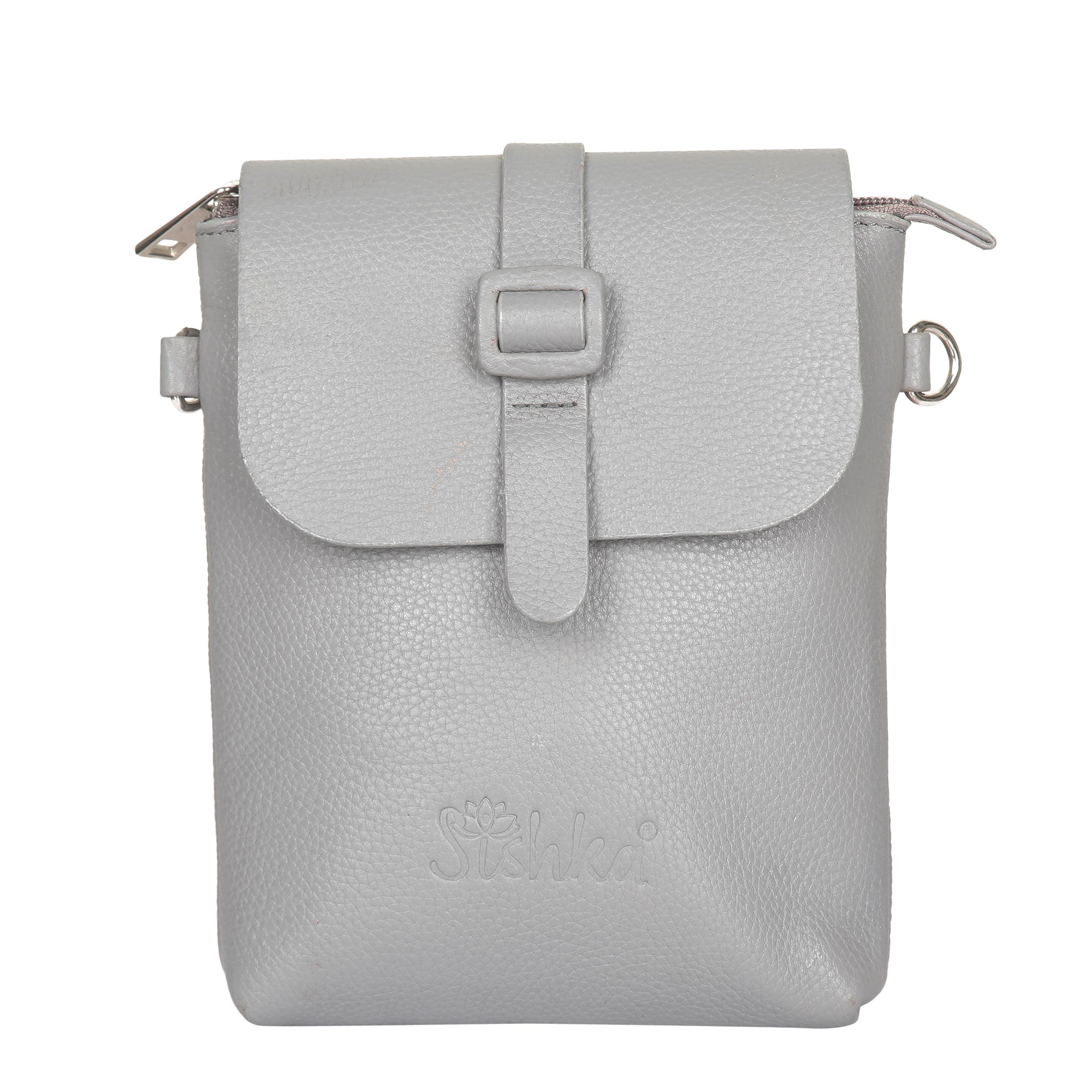 Leather Grey Messenger Bag for Men & Women –Small Crossbody Shoulder Bag, Side Sling Bag for Travel, Work & Daily Use