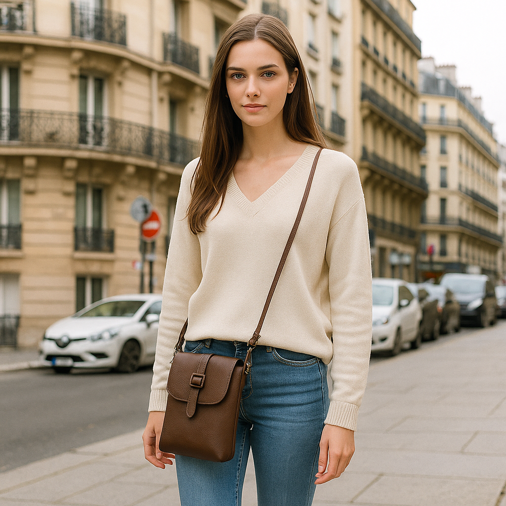 Leather Light Brown Messenger Bag for Men & Women –Small Crossbody Shoulder Bag, Side Sling Bag for Travel, Work & Daily Use