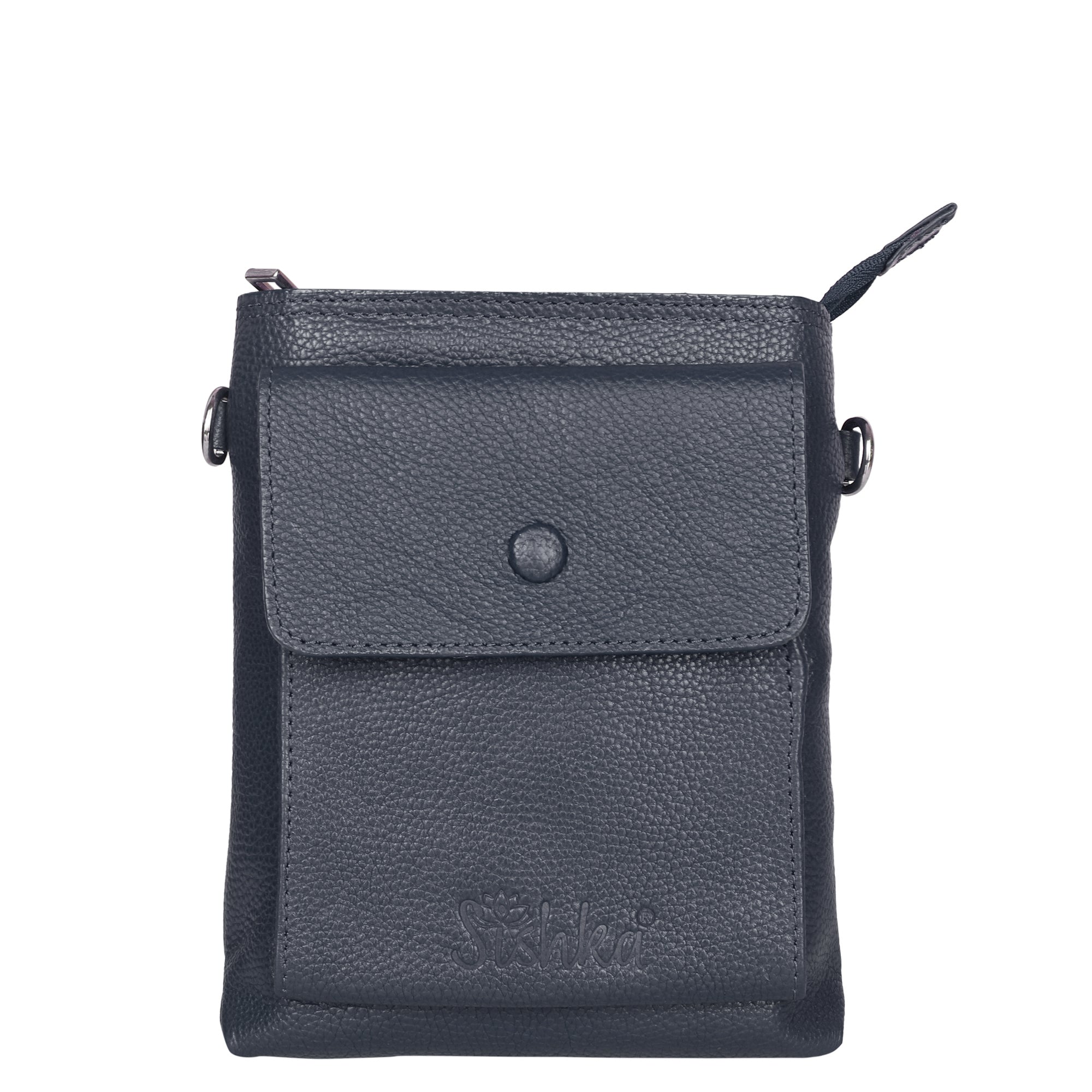 Leather Crossbody Shoulder Bag for Men & Women – Stylish Sling Messenger Bag for Work, Business, Travel & Everyday Use- Navy Blue