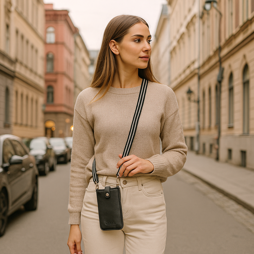 Black -Leather Crossbody Phone Sling Wallet Bag – Shoulder Messenger Bag for Daily Use, Work & Travel for Men and Women