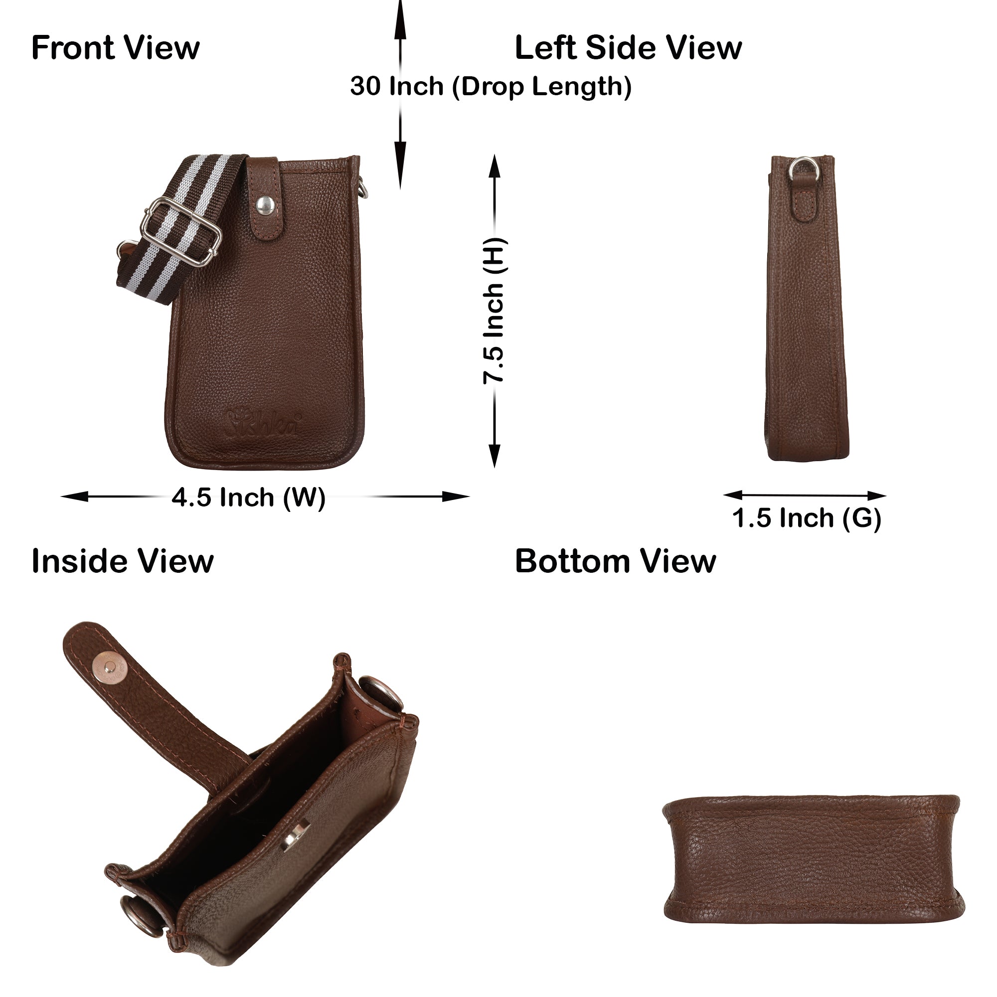 Light Brown -Leather Crossbody Phone Sling Wallet Bag – Shoulder Messenger Bag for Daily Use, Work & Travel for Men and Women