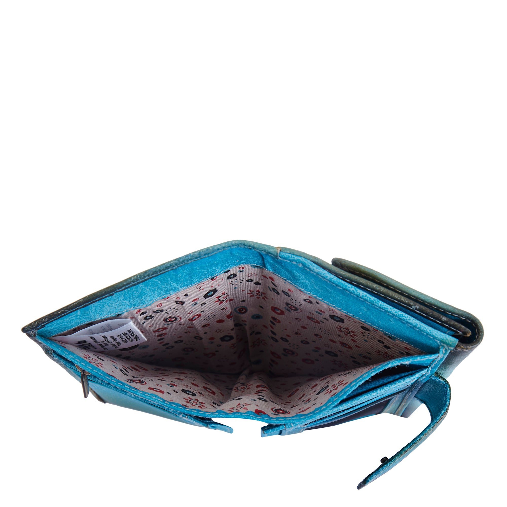 Hand-Painted Mandala Bifold Wallet in Genuine Leather