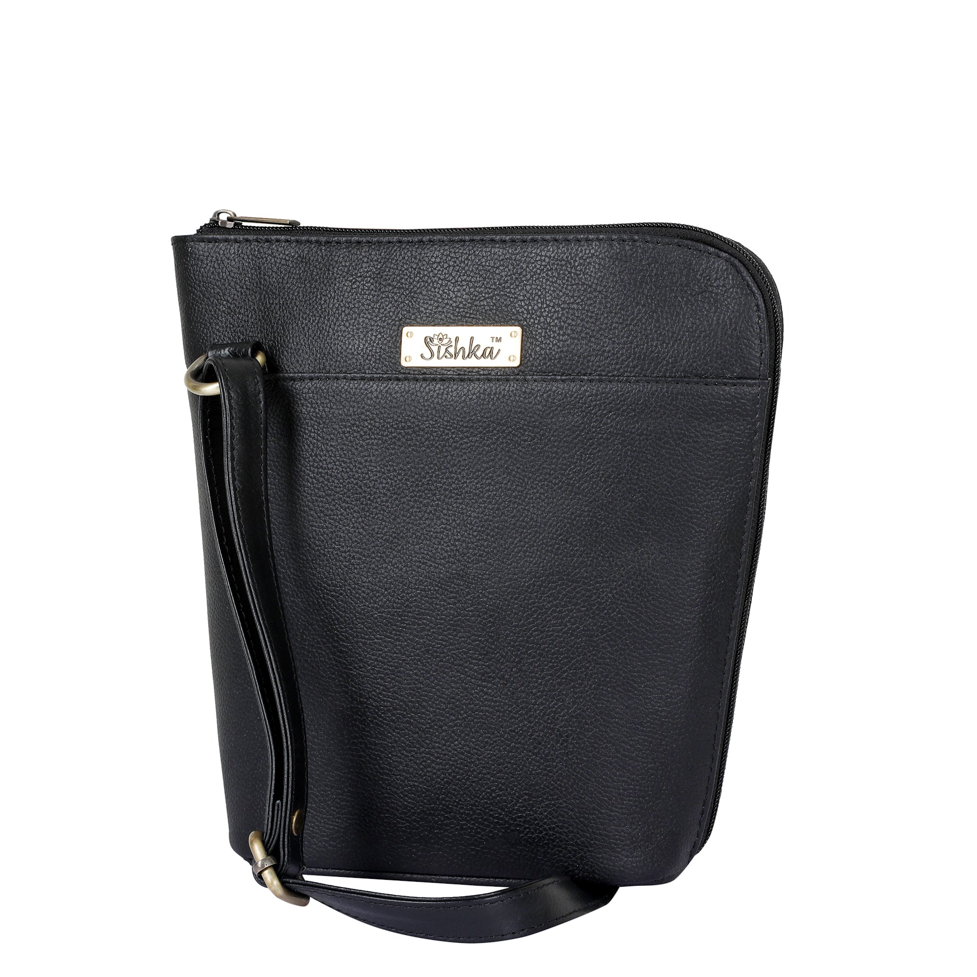 Black Genuine Leather Shoulder Bag for Women – Sleek Crossbody Organizer Purse