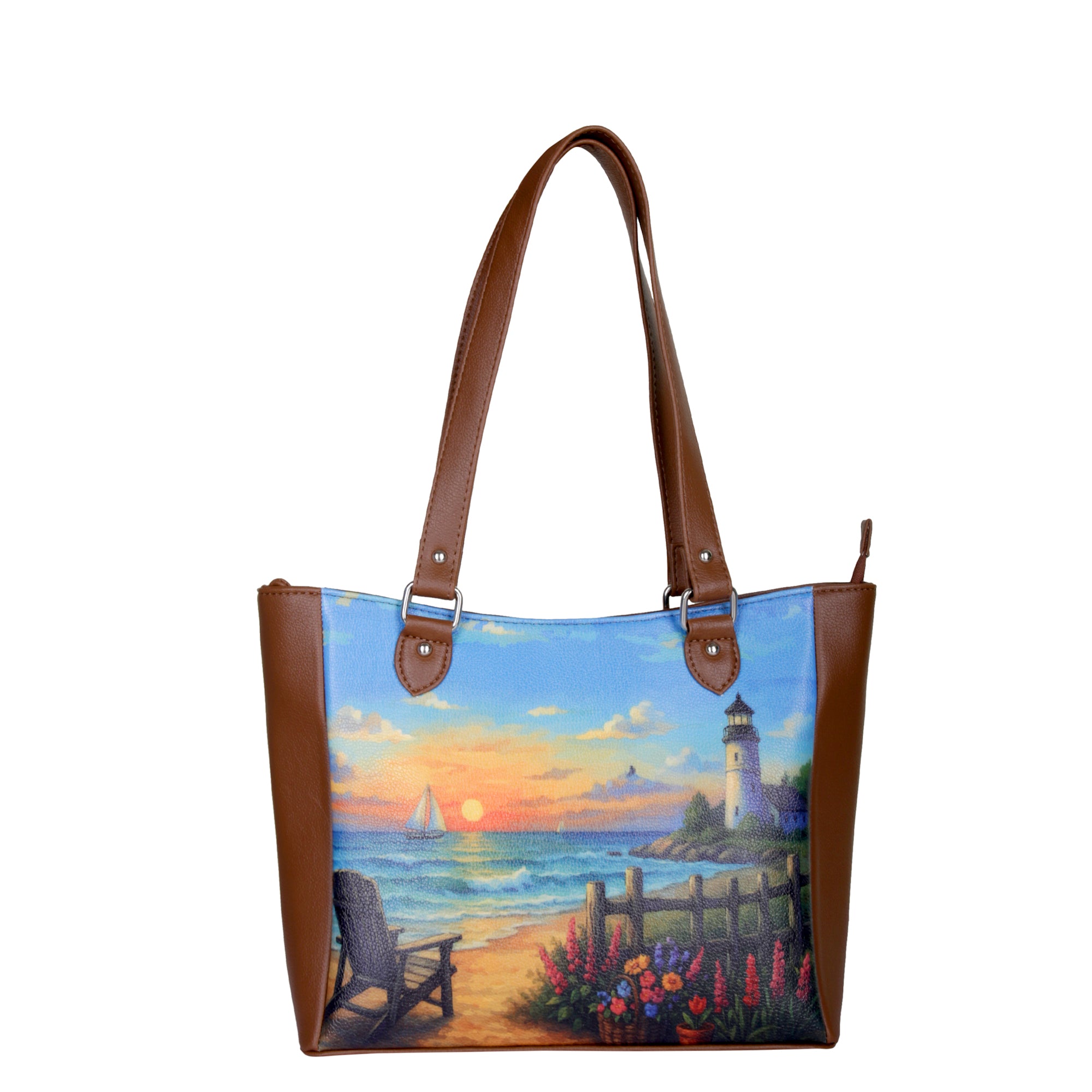 Ladies’ Printed Leather Shoulder Tote Bag– Handbag, Sling & Top Handle Purse – Ideal for Office, Travel & Everyday Use