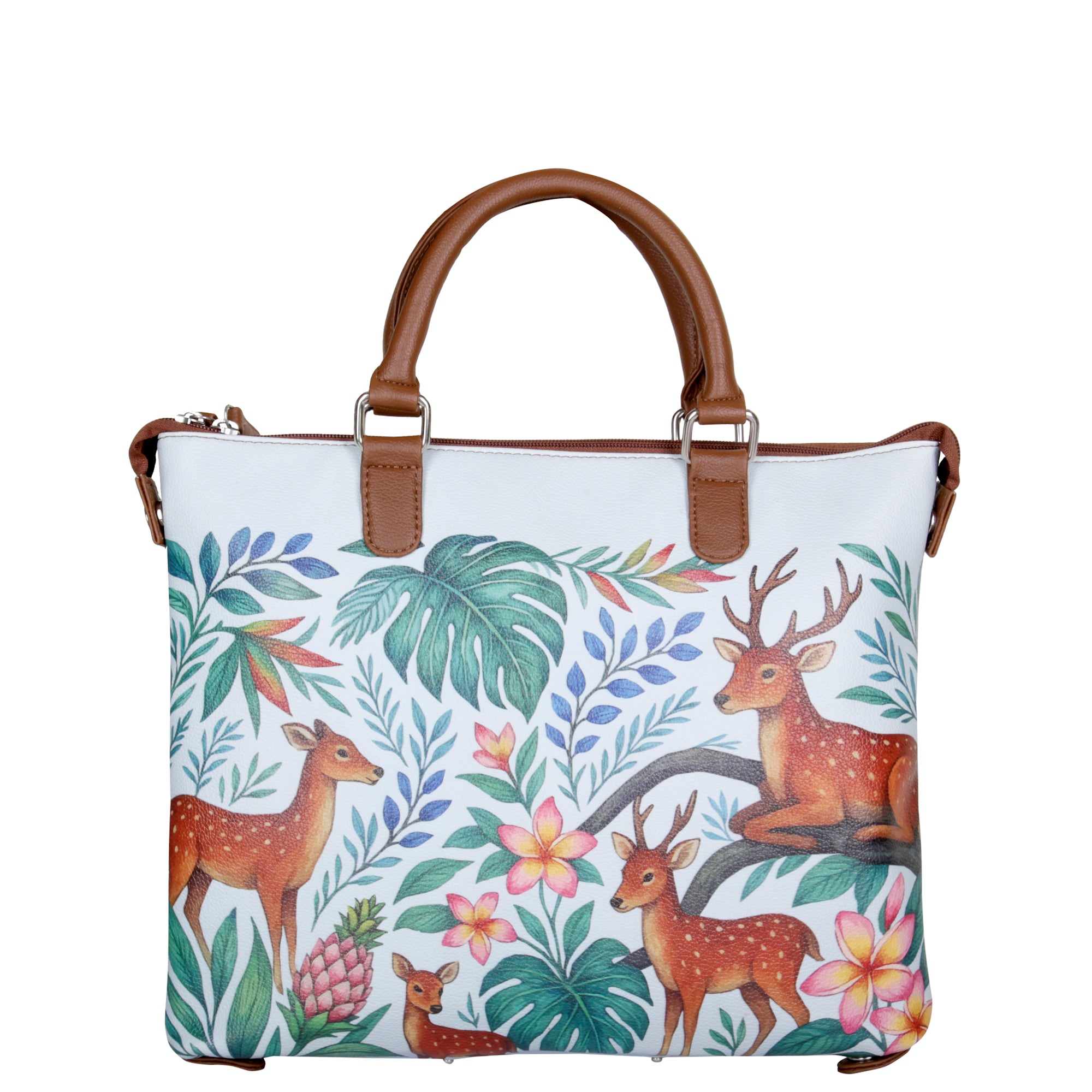 Women’s Genuine Leather 3-in-1 Printed Convertible Shoulder Bag – Stylish Top Handle Crossbody & Handbag Purse – Everyday Use