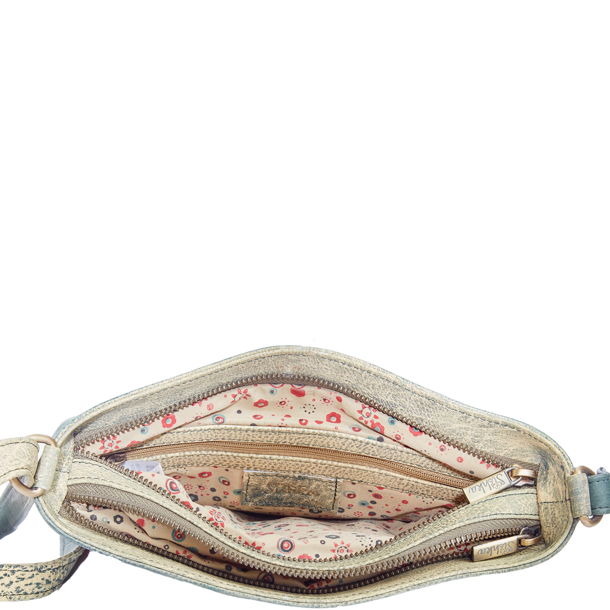 Hand-Painted Black Slim Crossbody bag with Dual Compartments