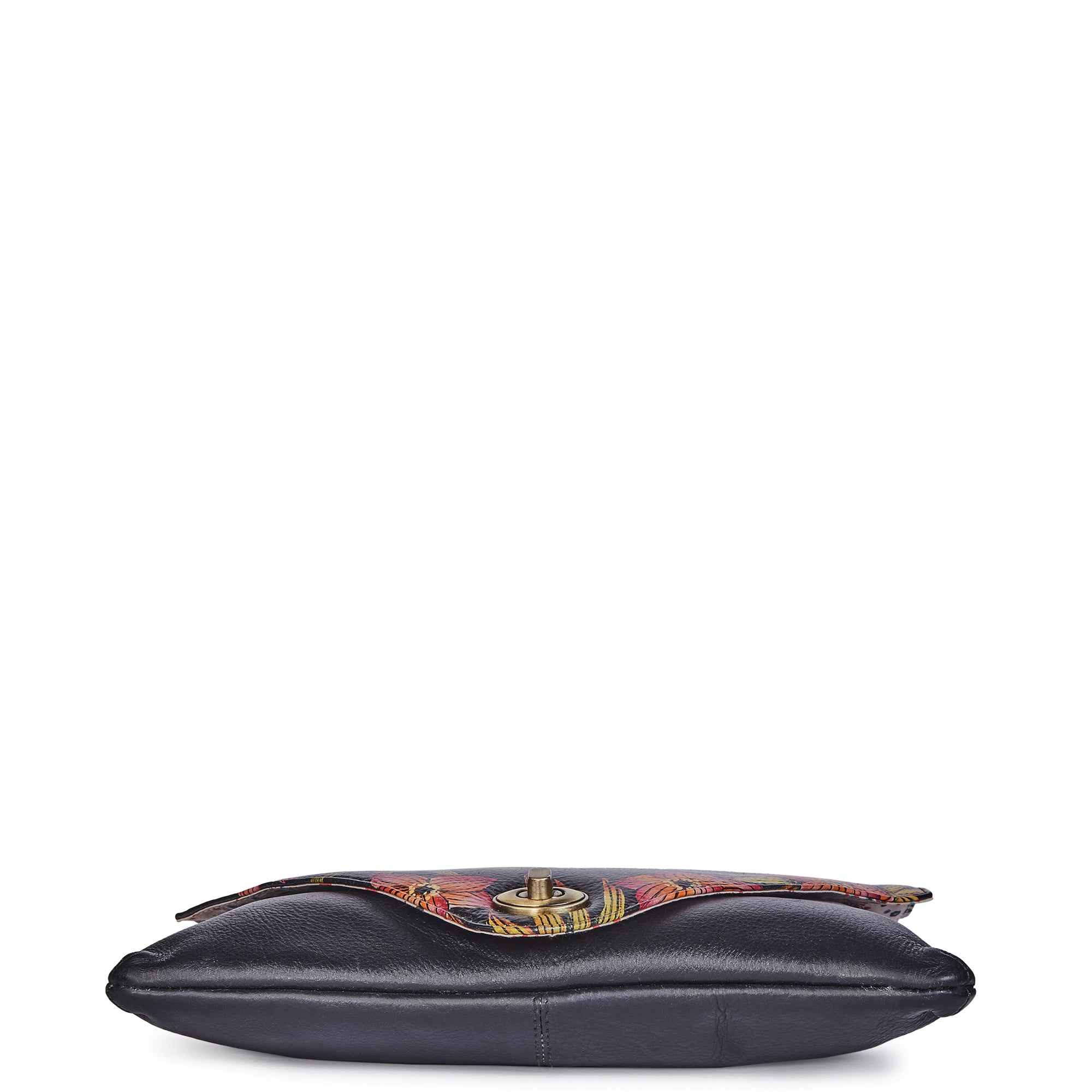Hand-Painted Black Leather Envelope Clutch Bag for Women - Spring Collection