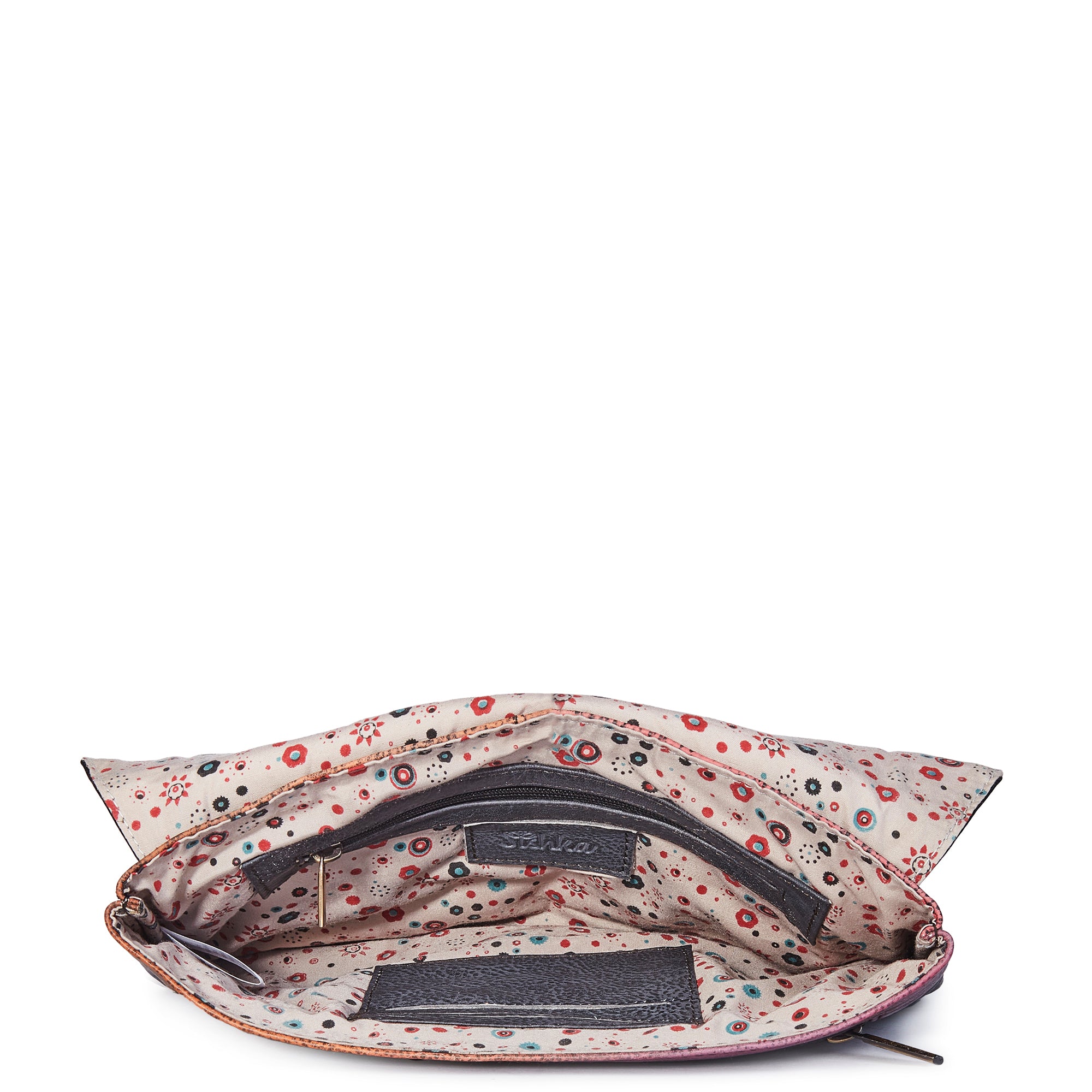 Hand-Painted Black Leather Envelope Clutch Bag for Women - Spring Collection