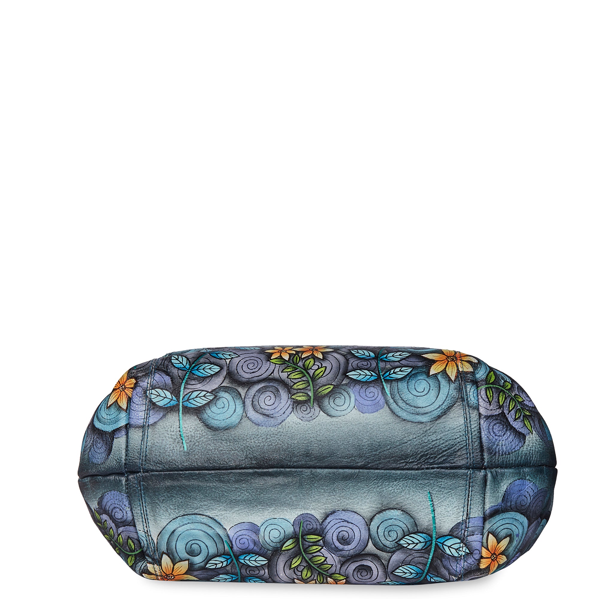 Ladies' Hand-Painted Leather Traveler's Tote Bag - Abstract Design