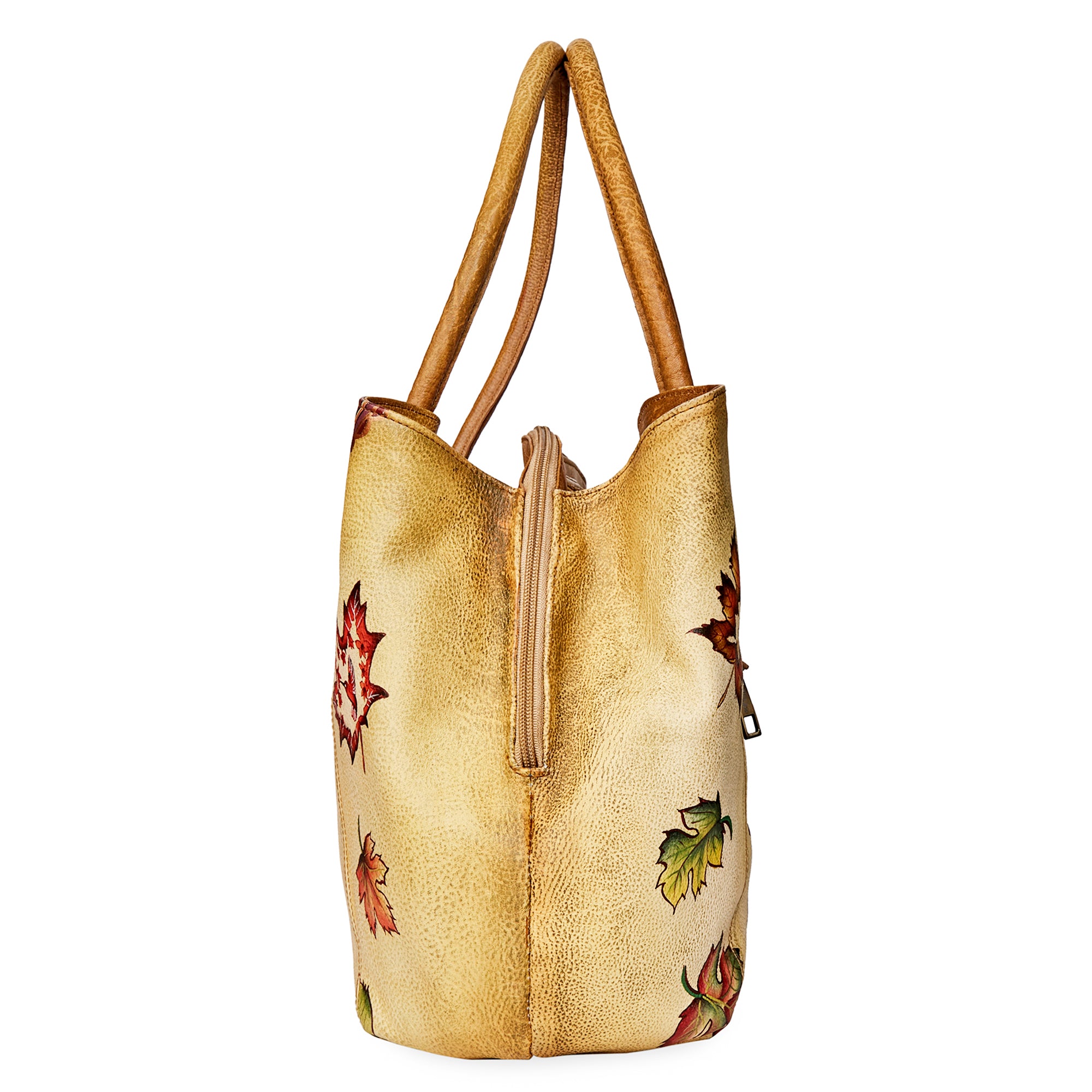 Hand-Painted Leather Traveler's Tote Bag - Canada Design