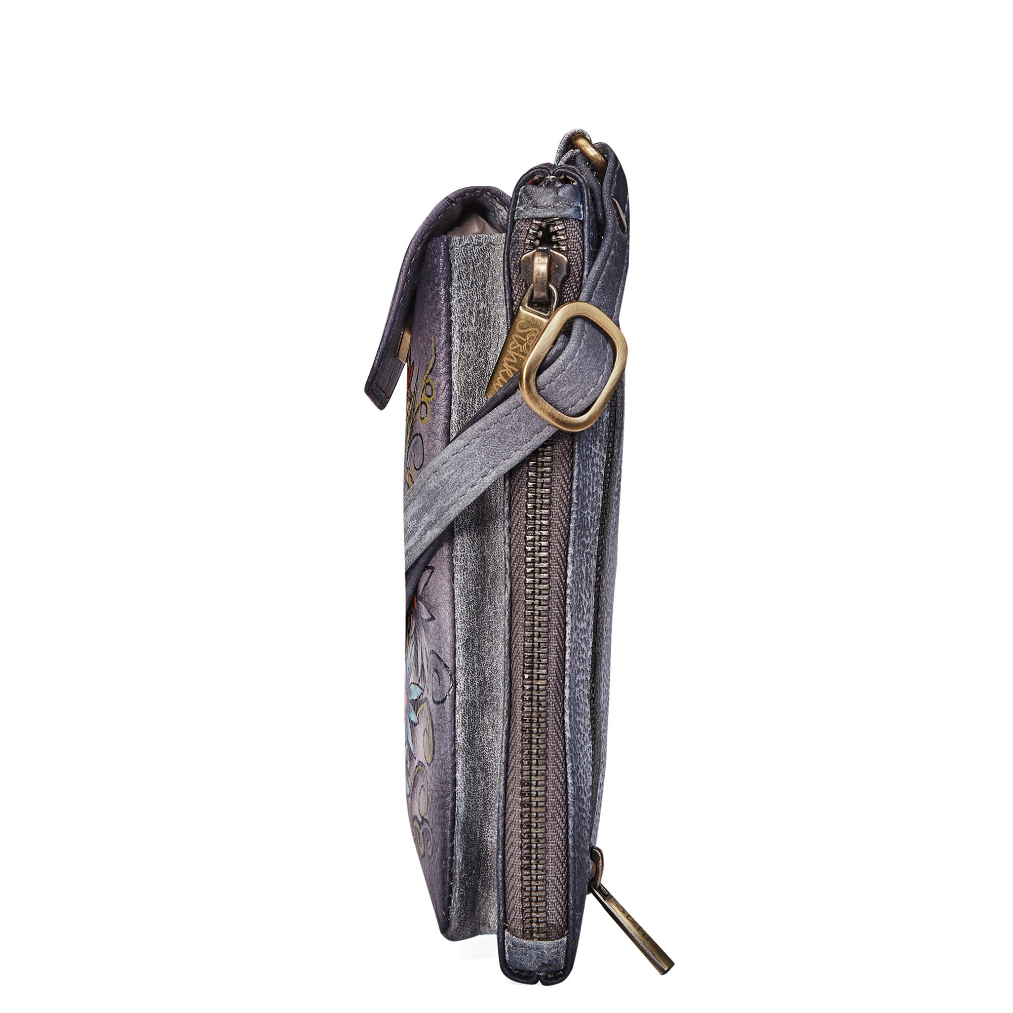 Hand-Painted Leather Phone Wallet for Women, Cross body Cell Phone Bag with Strap, Stylish Purse
