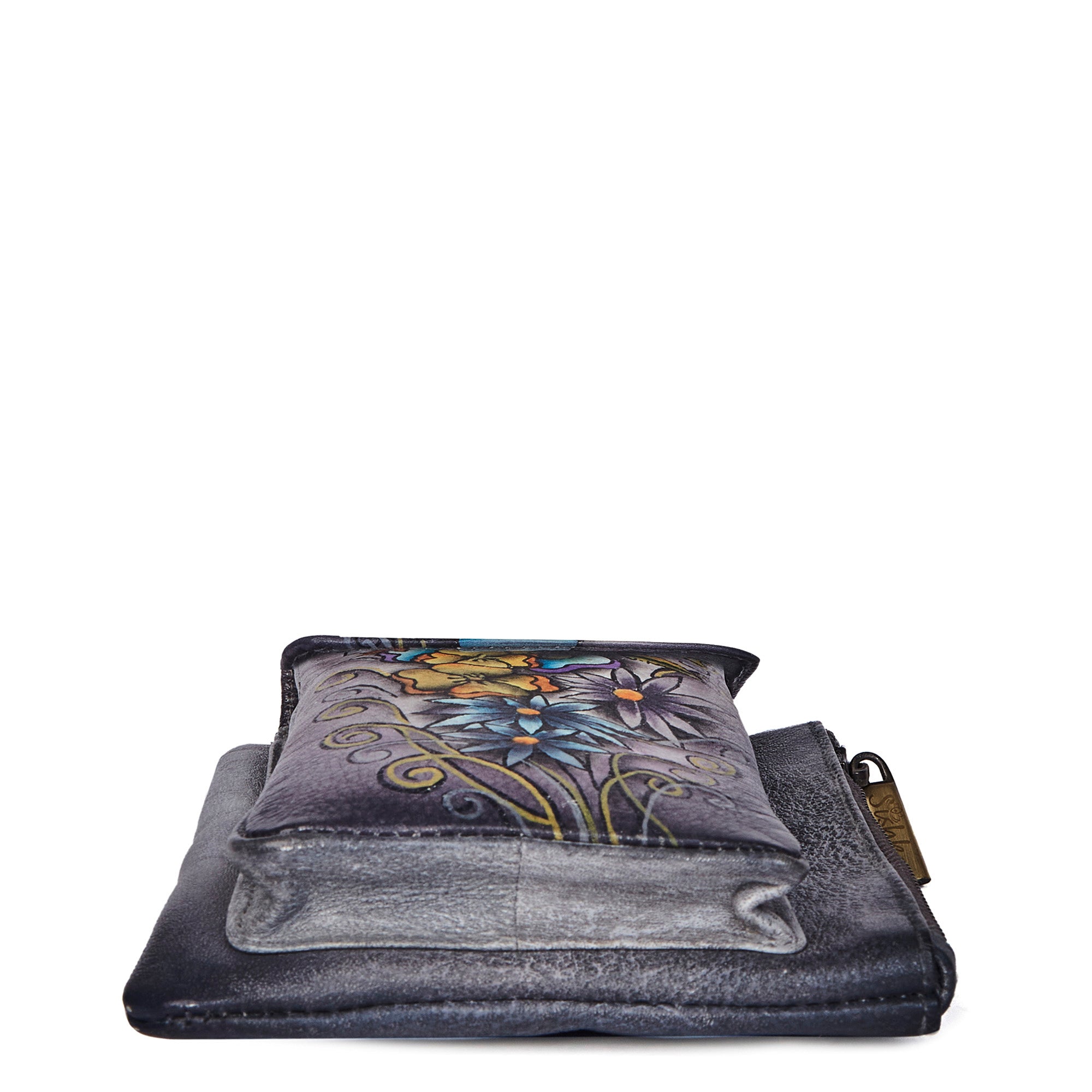Hand-Painted Leather Phone Wallet for Women, Cross body Cell Phone Bag with Strap, Stylish Purse