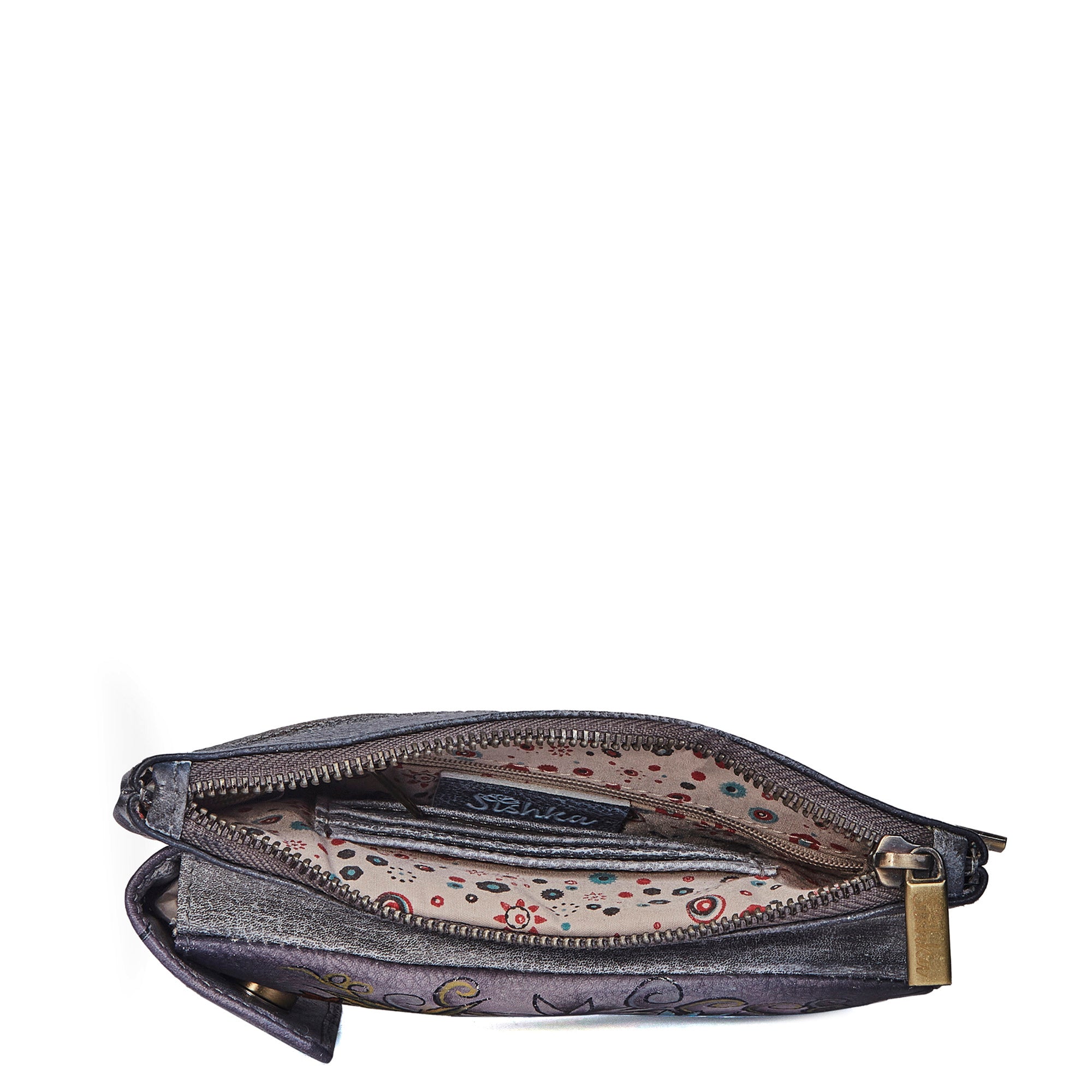 Hand-Painted Leather Phone Wallet for Women, Cross body Cell Phone Bag with Strap, Stylish Purse