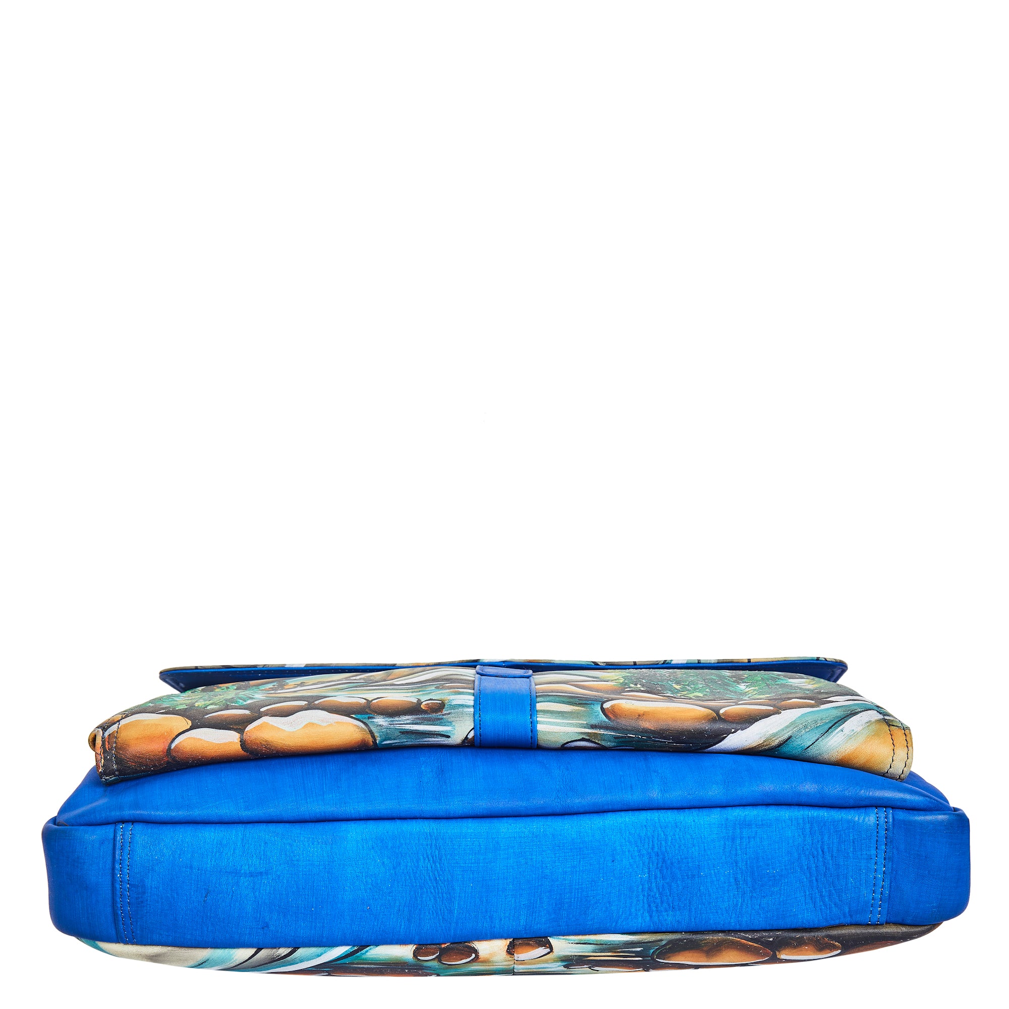 Sishka Hand-Painted Leather Business Bag for Women – Mountain Art, Stylish Satchel & Shoulder Purse.