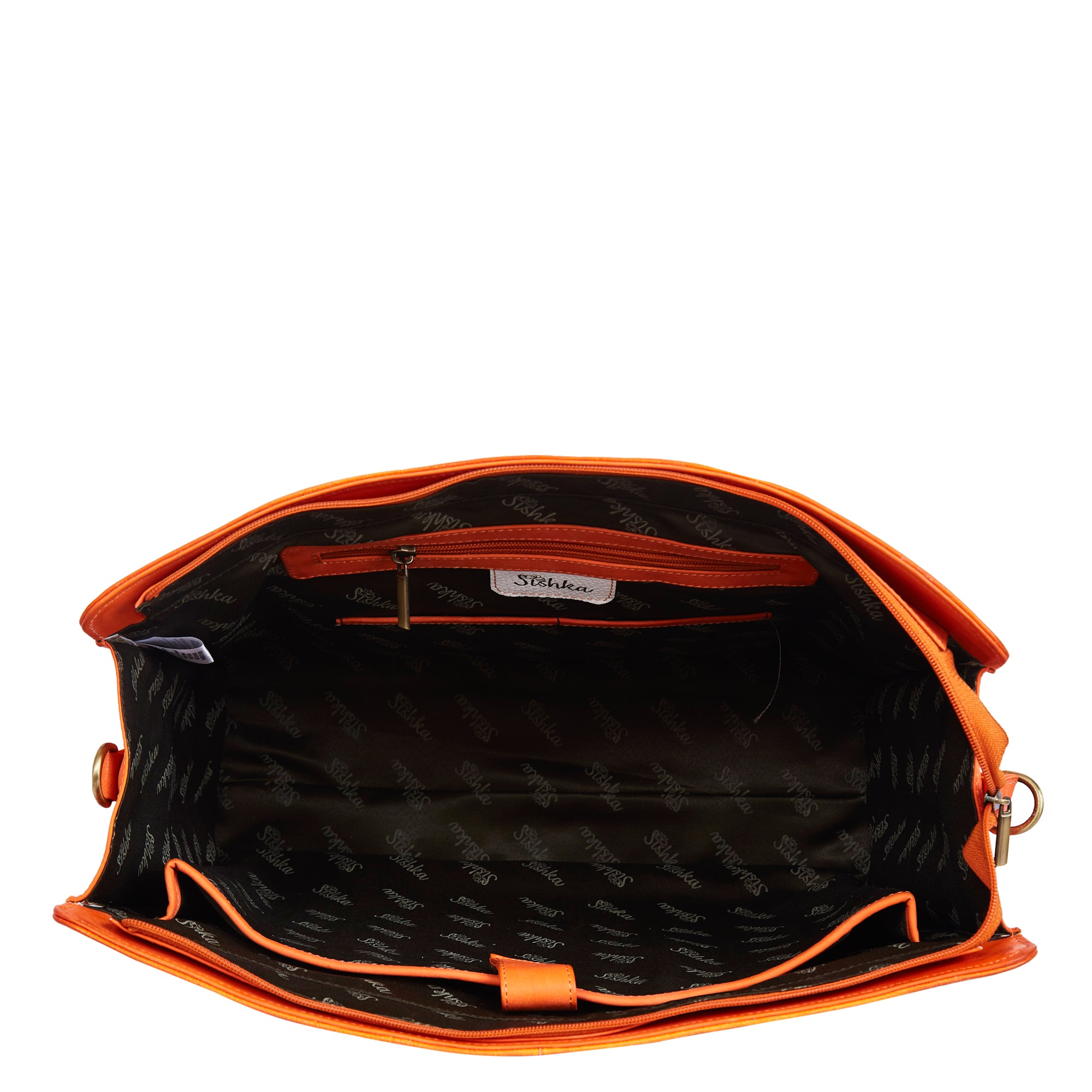 Sishka Hand-Painted Leather Business Bag – Venice Cityscape Artwork, Orange-Tone Laptop Briefcase & Crossbody Satchel for Women