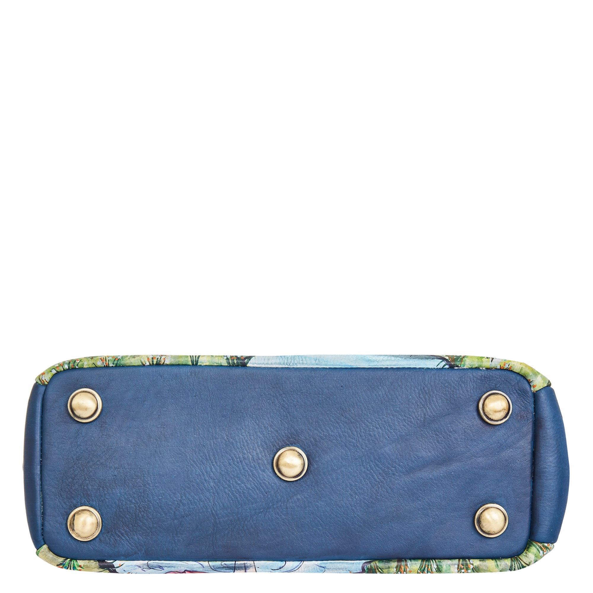 Elegant Lady & Umbrella Hand-Painted Leather Satchel & Shoulder Purse