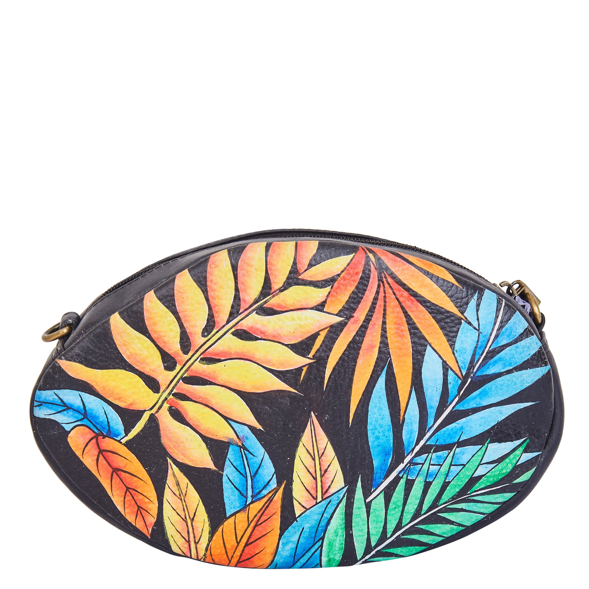 Sishka Hand-Painted Female Leather Fanny Pack – Leopard Art, Stylish Belt Bag & Shoulder Purse with Adjustable Crossbody Strap.