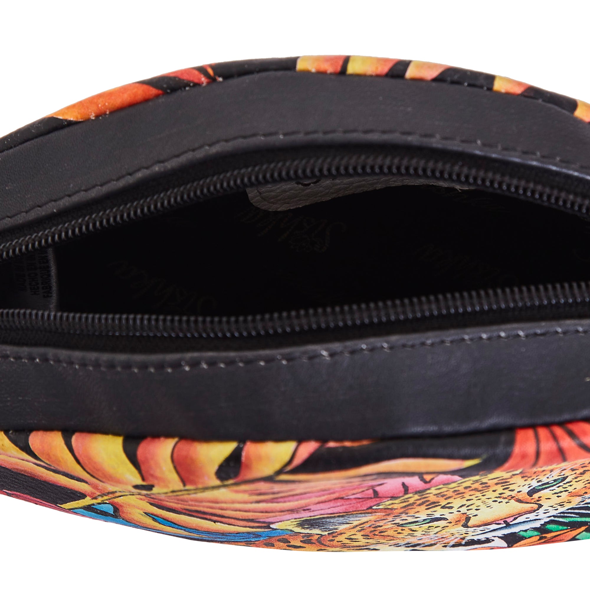 Sishka Hand-Painted Female Leather Fanny Pack – Leopard Art, Stylish Belt Bag & Shoulder Purse with Adjustable Crossbody Strap.
