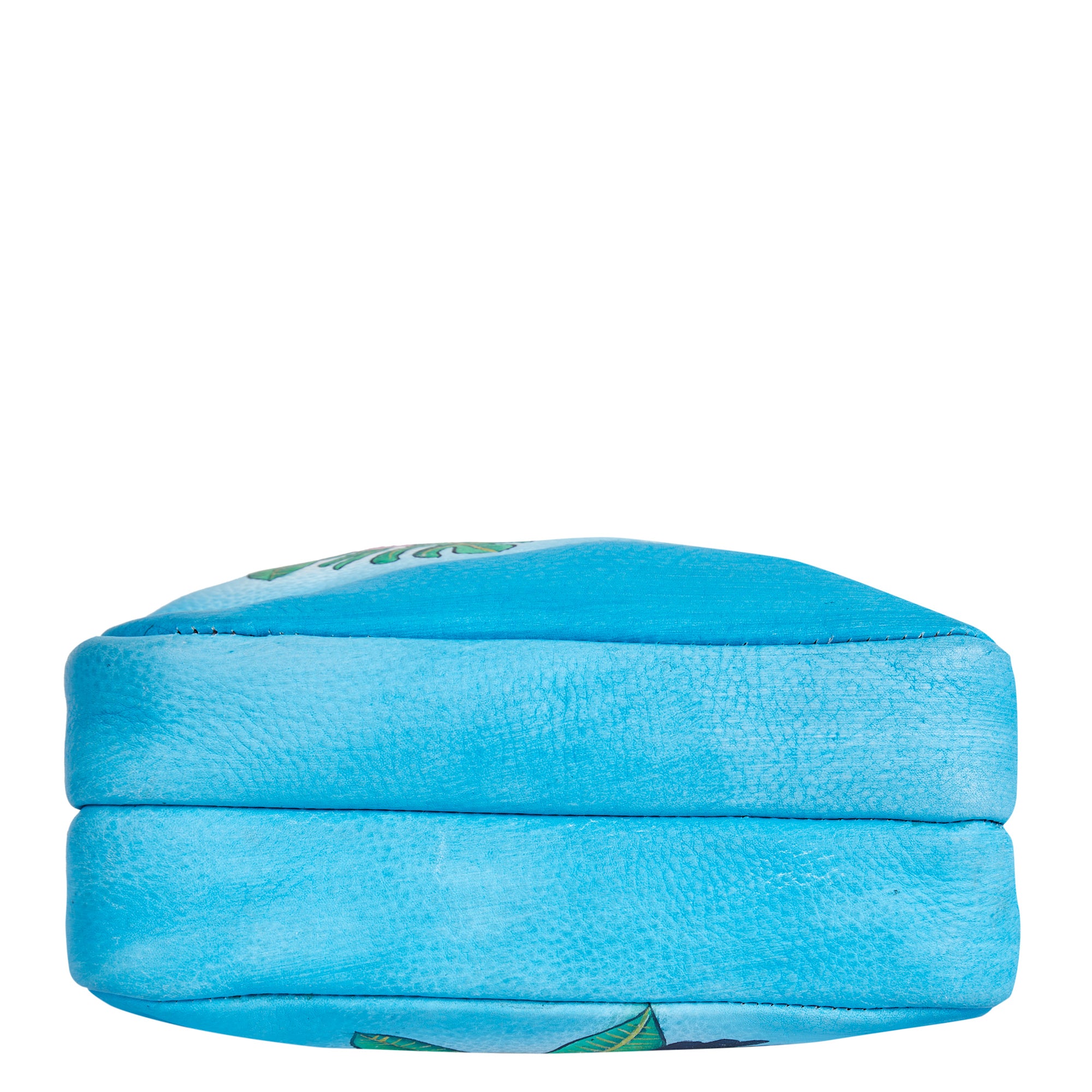 Sishka Hand-Painted ladies Blue Leather Fanny Pack – Waist Bag & Crossbody Sling with Adjustable Strap & Secure Pockets.
