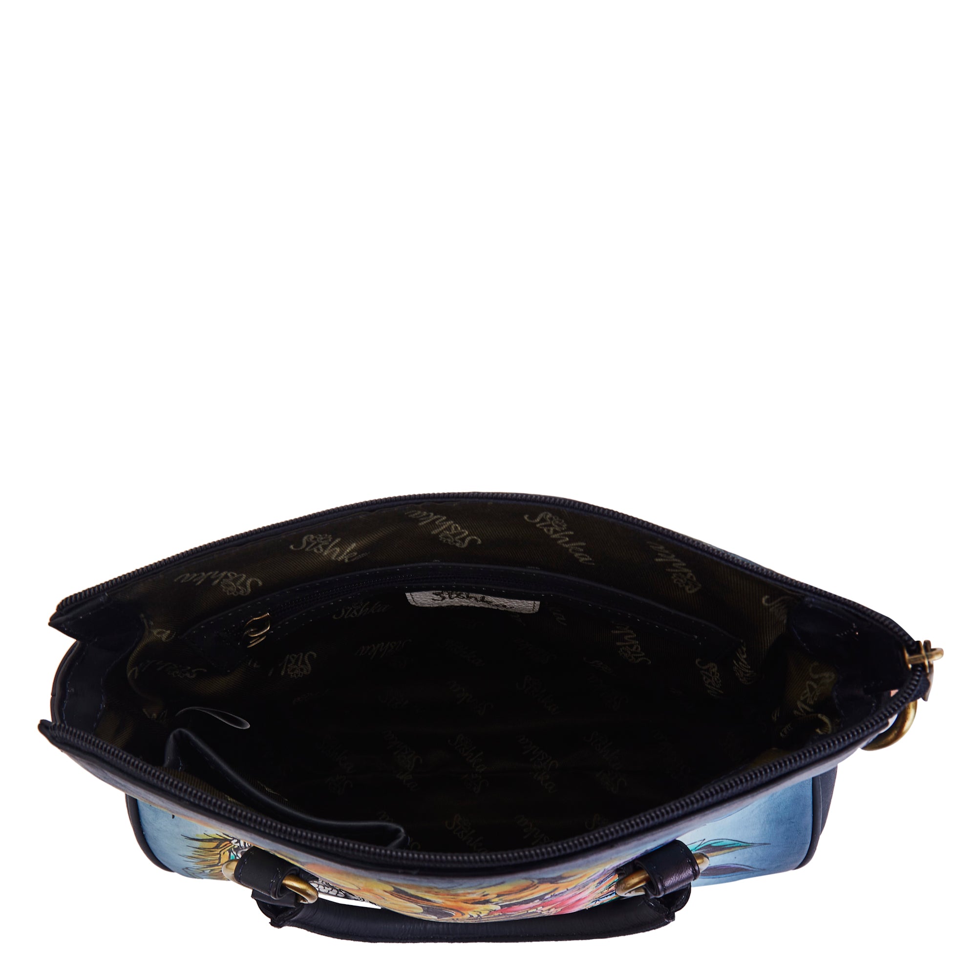 Hand Painted Tribal Skull & Tiger Leather Tote Bag