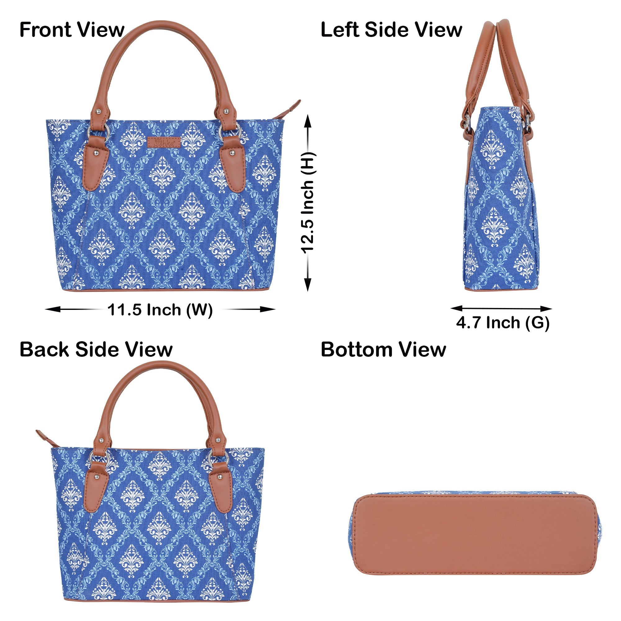 Sishka Blue Hand Bag –Stylish Canvas Shoulder Tote for Women’s Travel & Work Use