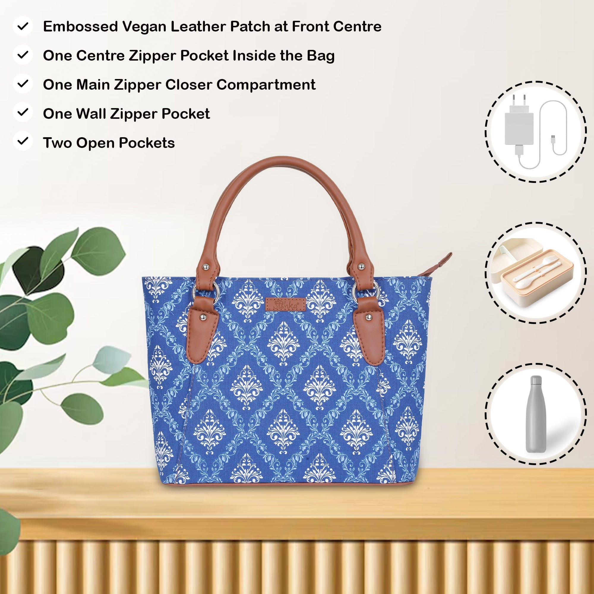 Sishka Blue Hand Bag –Stylish Canvas Shoulder Tote for Women’s Travel & Work Use