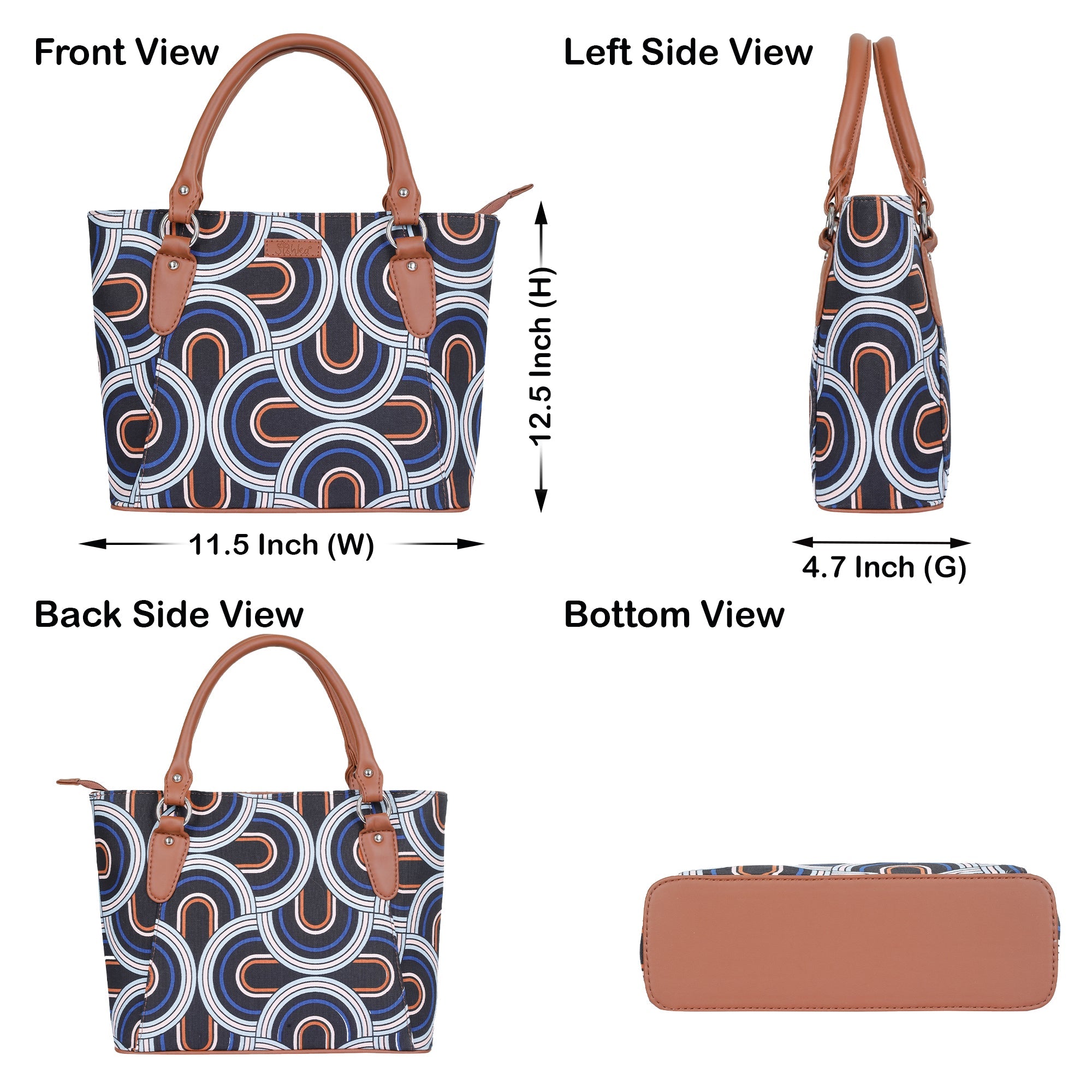 Sishka Abstract Hand Bag – Canvas Satchel & Top Handle Bag for Ladies Daily Use