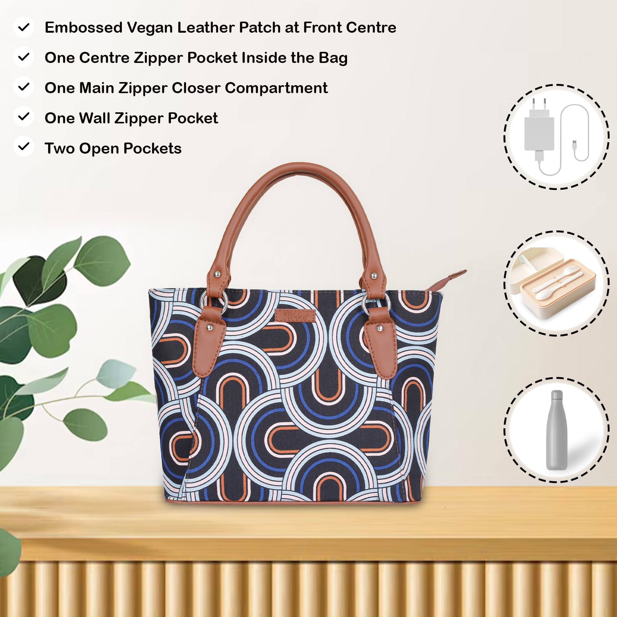 Sishka Abstract Hand Bag – Canvas Satchel & Top Handle Bag for Ladies Daily Use