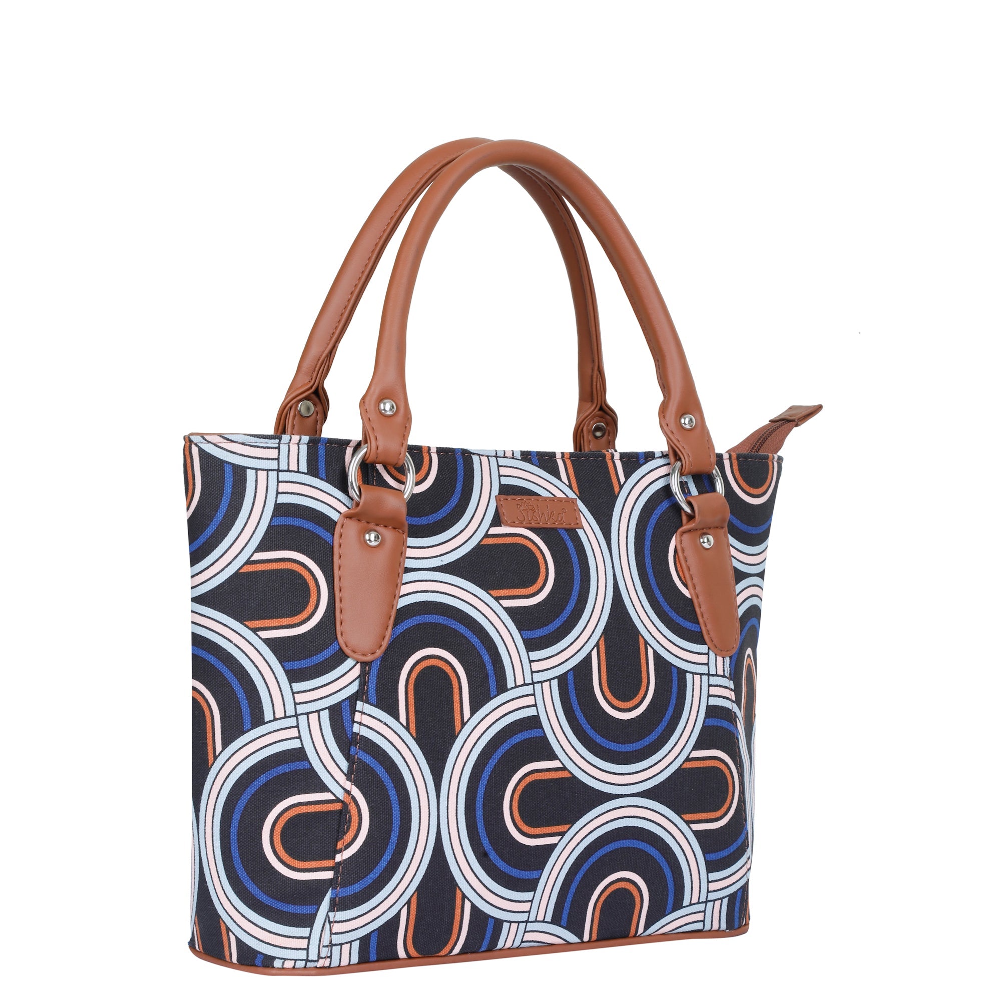 Sishka Abstract Hand Bag – Canvas Satchel & Top Handle Bag for Ladies Daily Use