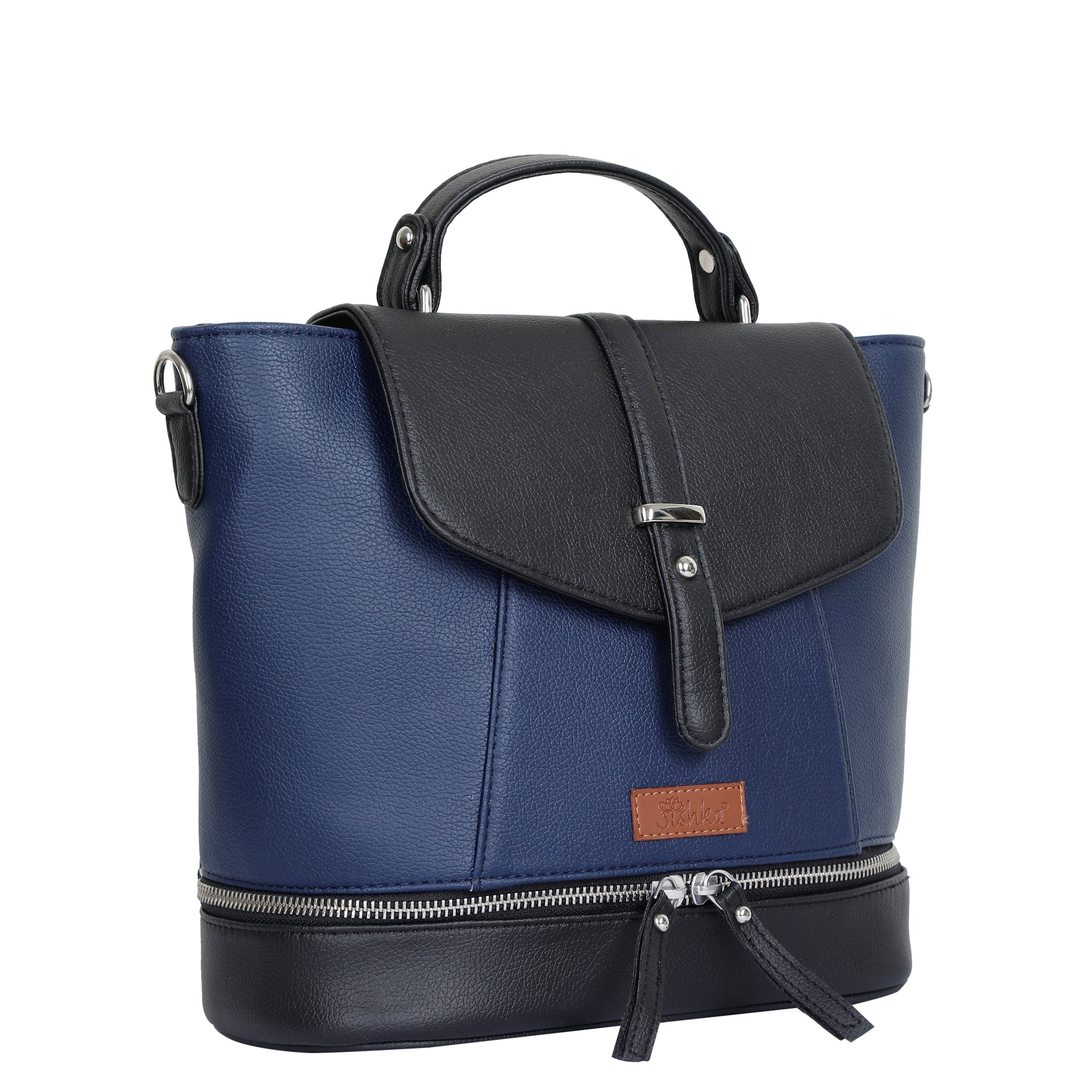 Blue Leather Ladies Backpack – Travel-Friendly Shoulder Purse & Handbag for Women