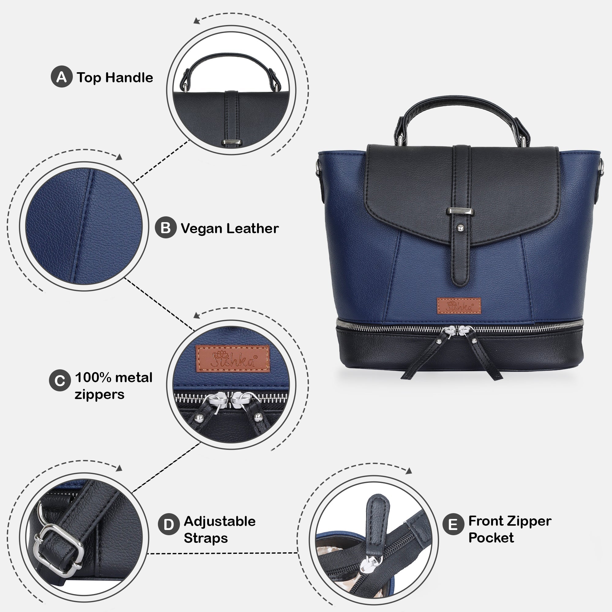 Blue Leather Ladies Backpack – Travel-Friendly Shoulder Purse & Handbag for Women