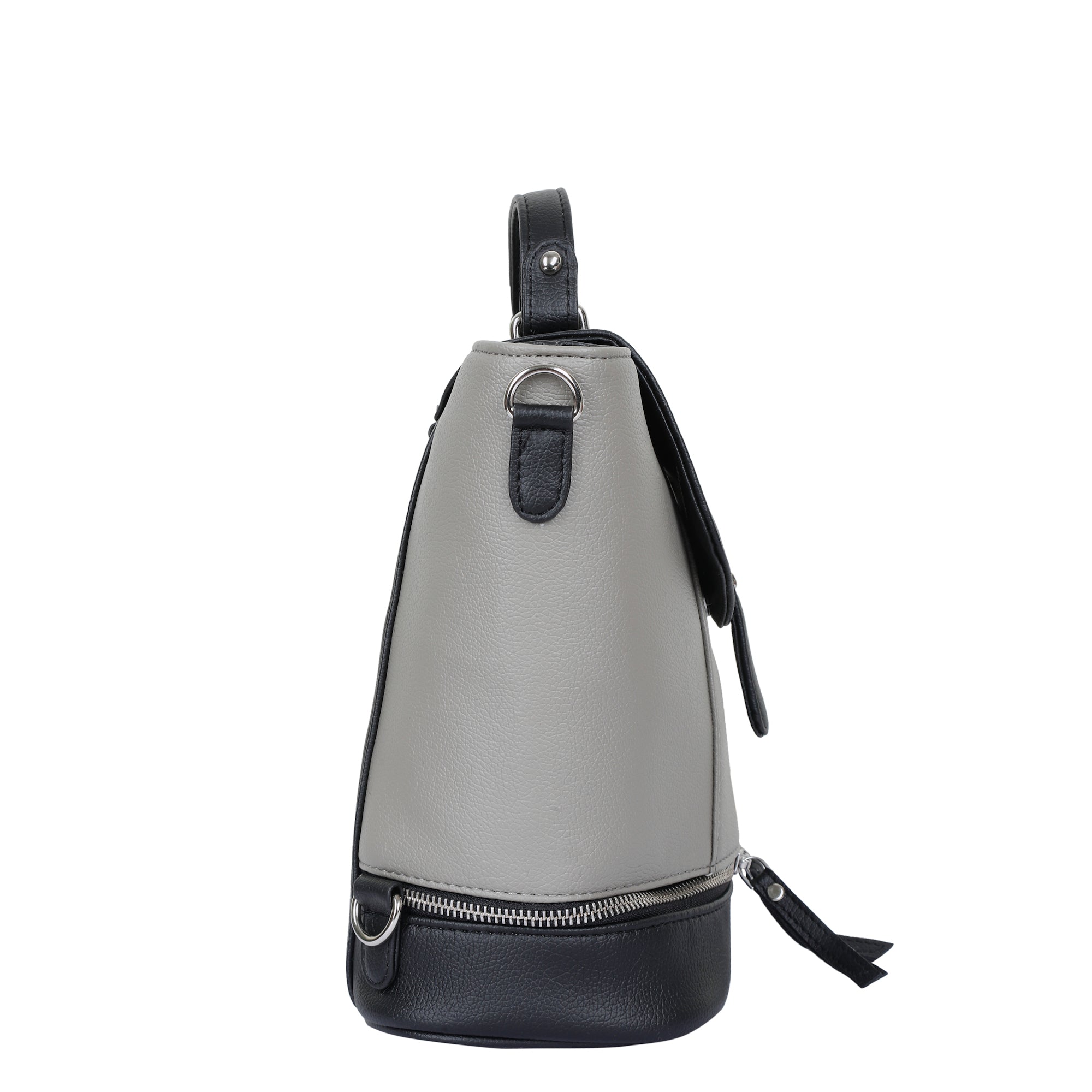 Grey Leather Backpack for Women – Multi-Use Purse, Shoulder Bag & Handbag for Work