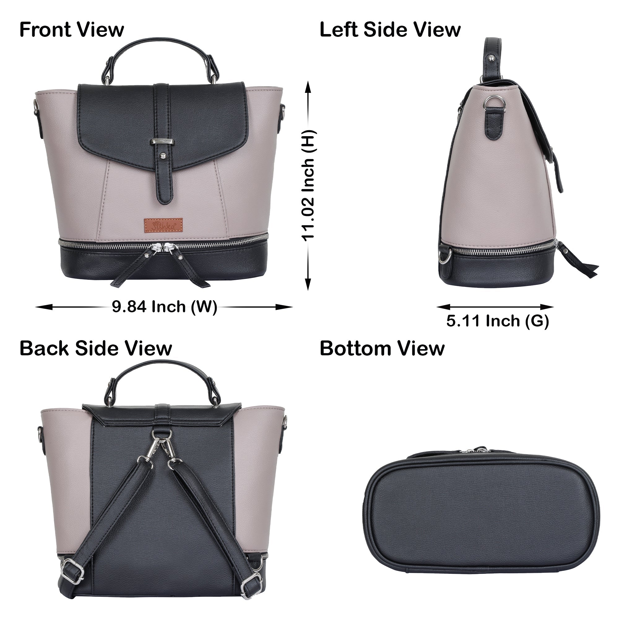 Mauve Women’s Fashion Backpack – Leather Shoulder Purse for Office