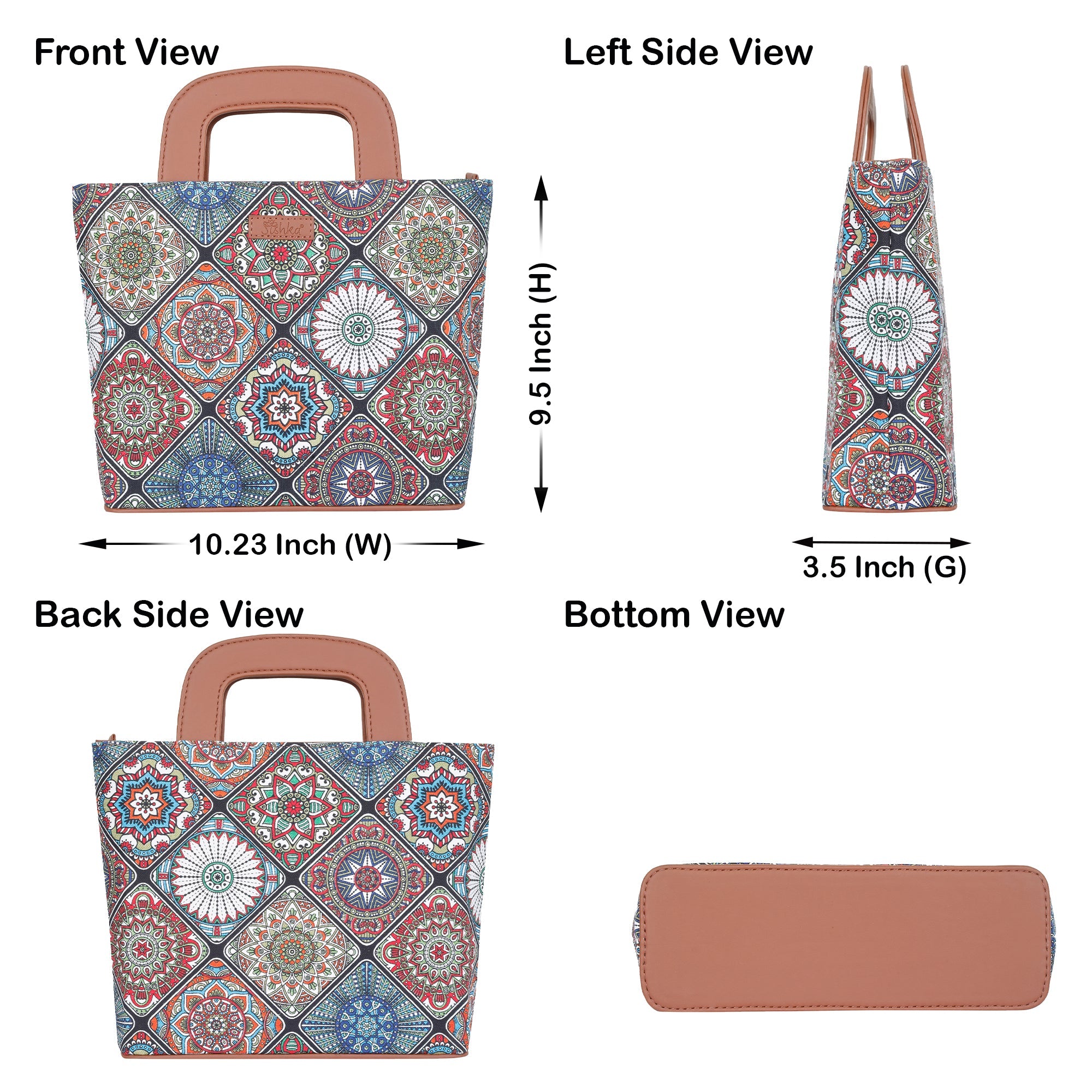 Sishka Multicolour Hand Bag – Canvas Shoulder Purse for Women’s Travel & Work