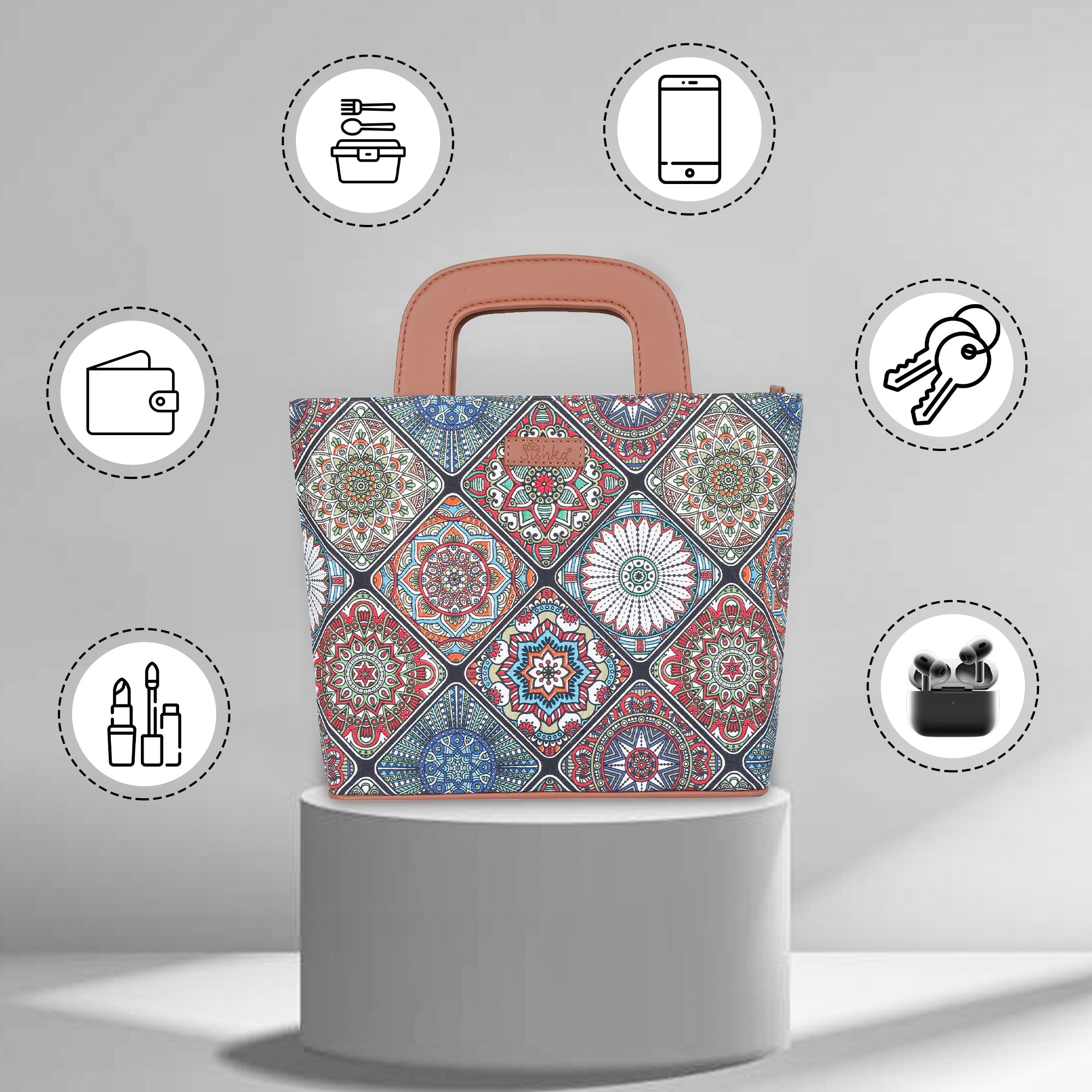 Sishka Multicolour Hand Bag – Canvas Shoulder Purse for Women’s Travel & Work