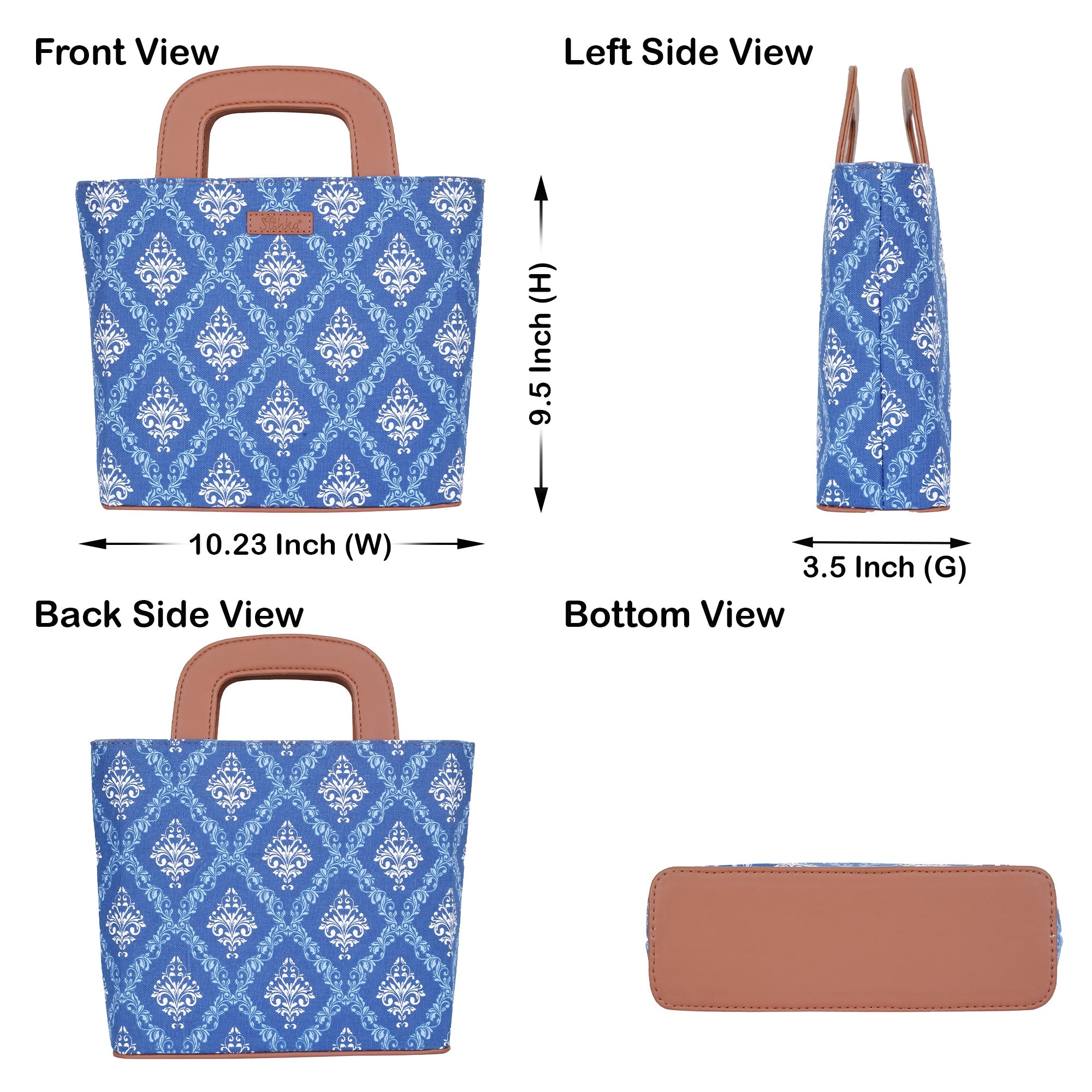 Sishka Blue Canvas Hand Bag – Women’s Stylish Tote Purse for Daily Use & Office