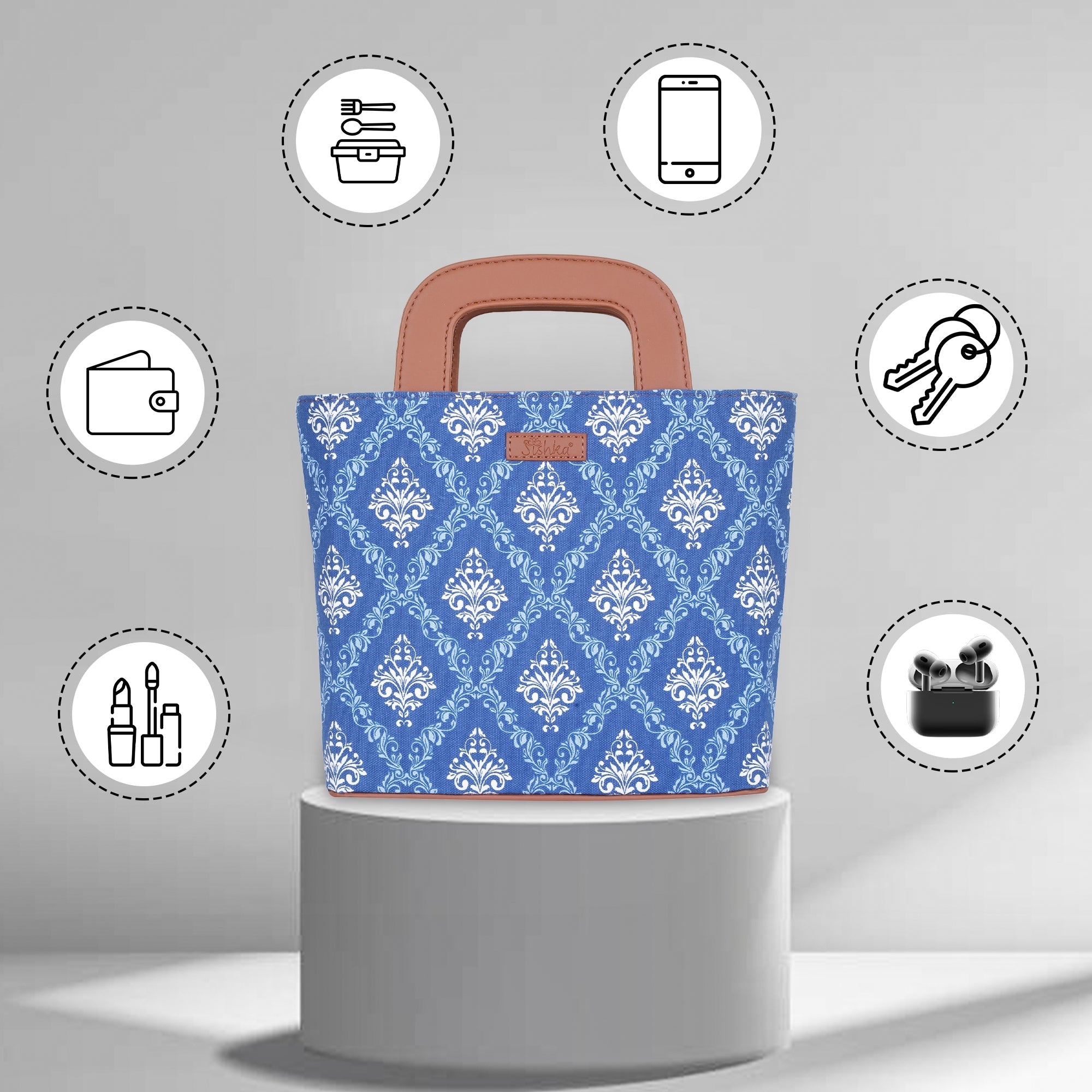 Sishka Blue Canvas Hand Bag – Women’s Stylish Tote Purse for Daily Use & Office