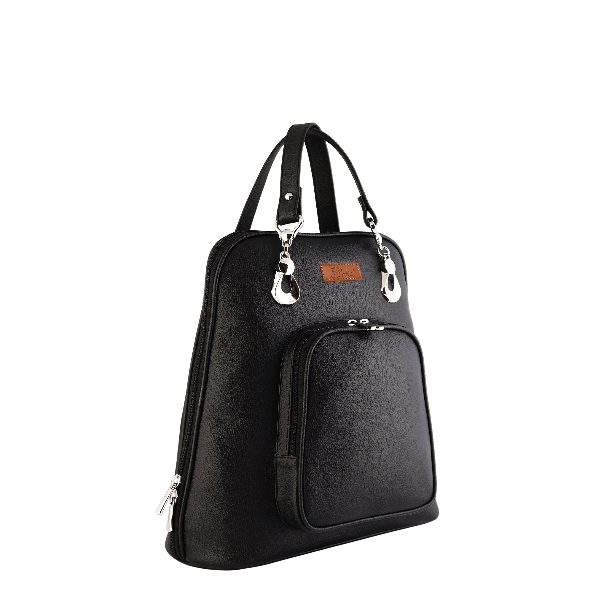 Black Leather Backpack Purse for Women – Handbag & Shoulder Bag for Work