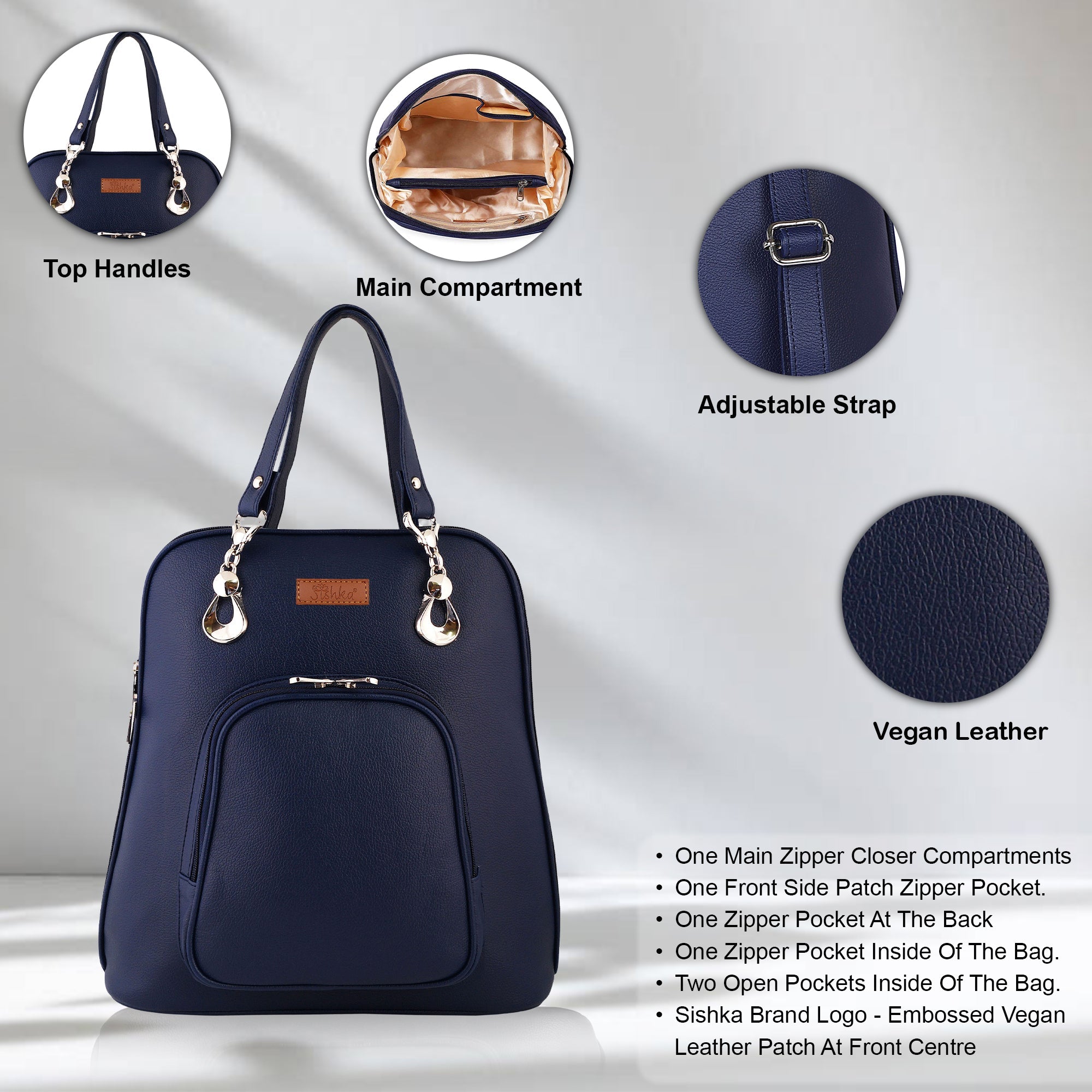 Blue Women’s Backpack Purse – Stylish Vegan Leather Shoulder Bag for Daily Use