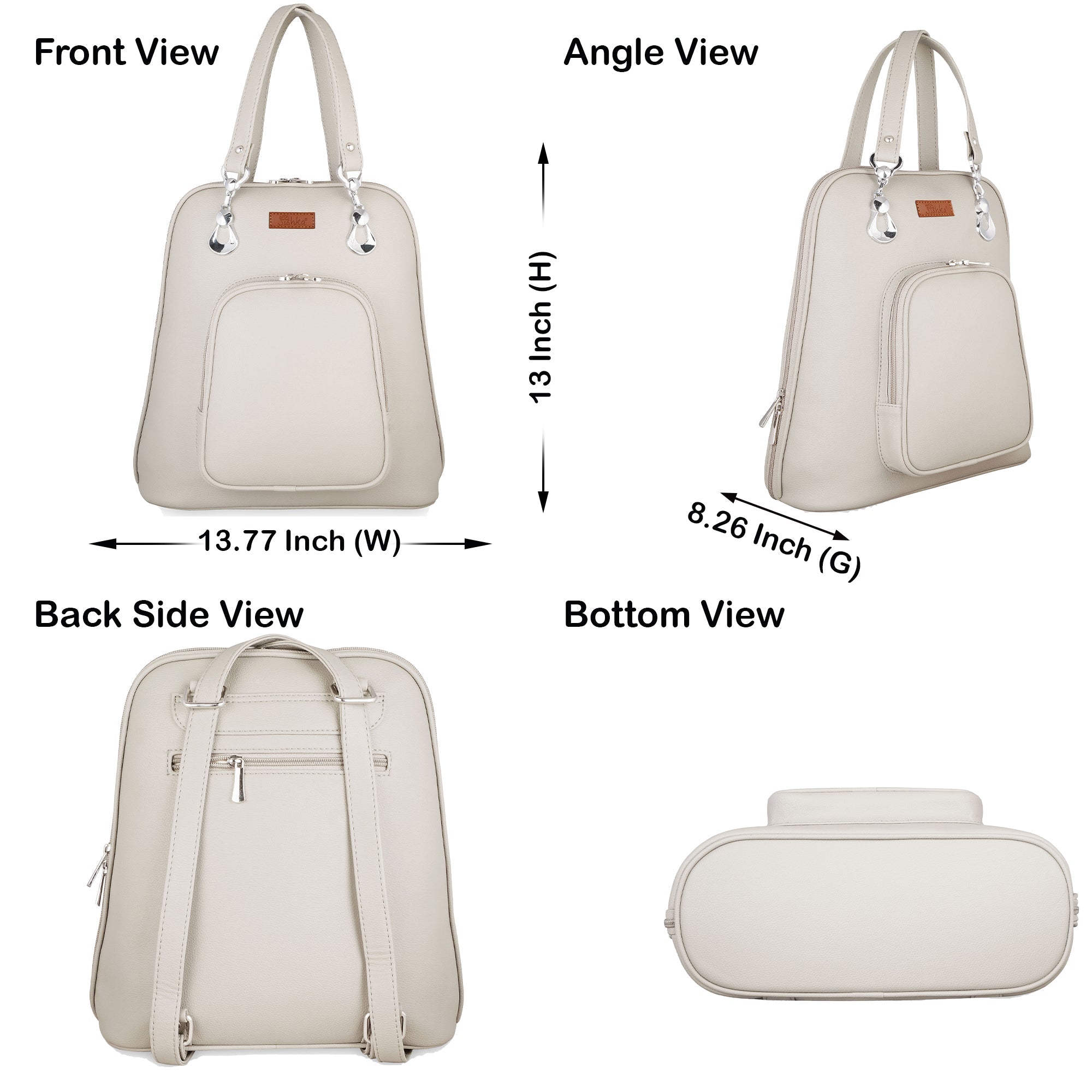 Grey Women’s Fashion Backpack – Versatile Faux Leather Bag with Adjustable Strap