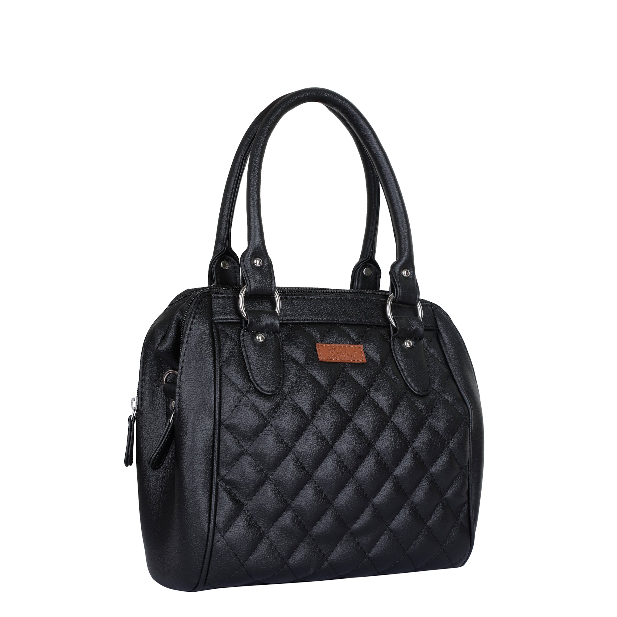 Black Vegan Leather Handbag – Women’s Top Handle Satchel with Shoulder Strap