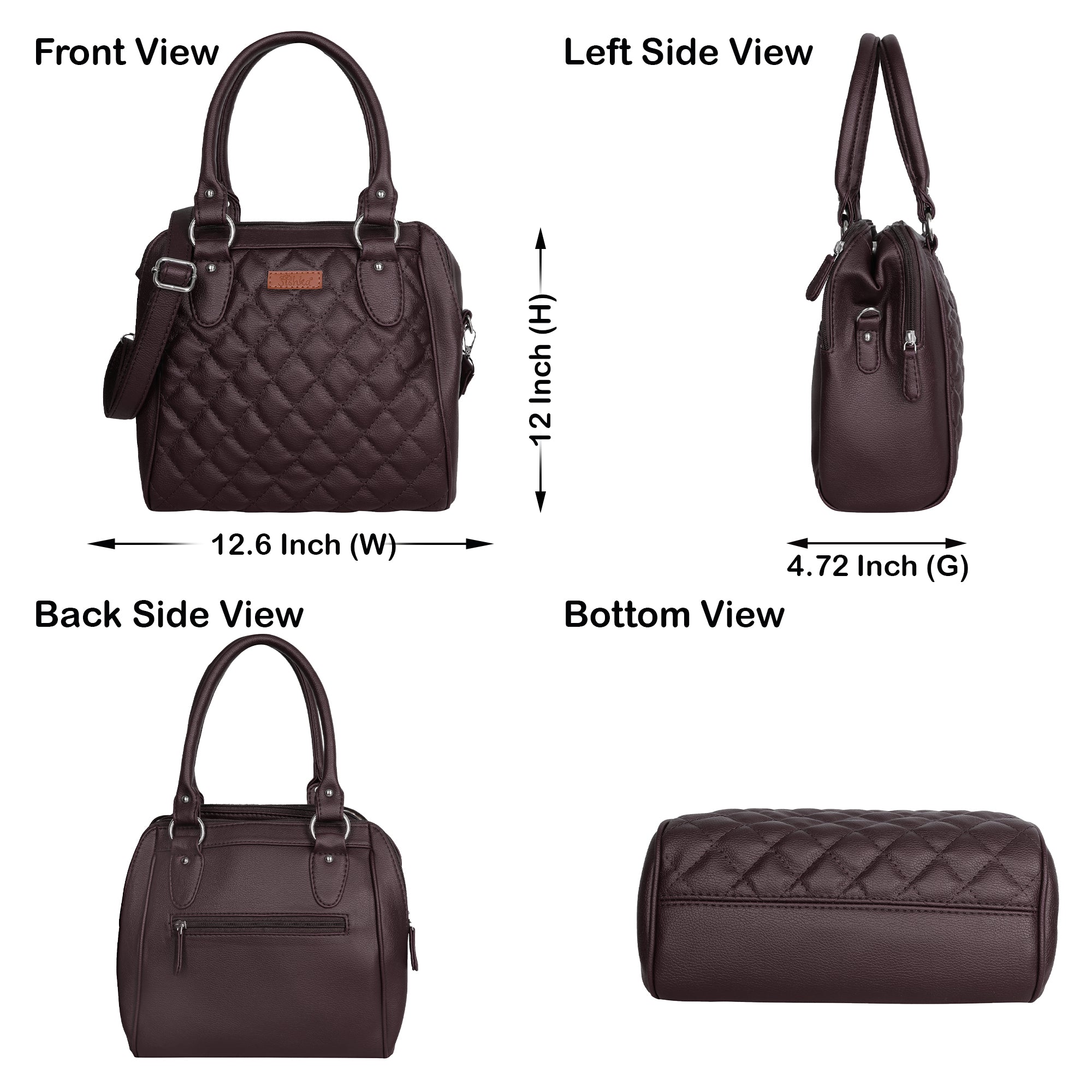 Brown Vegan Leather Handbag – Women’s Top Handle Satchel with Shoulder Strap