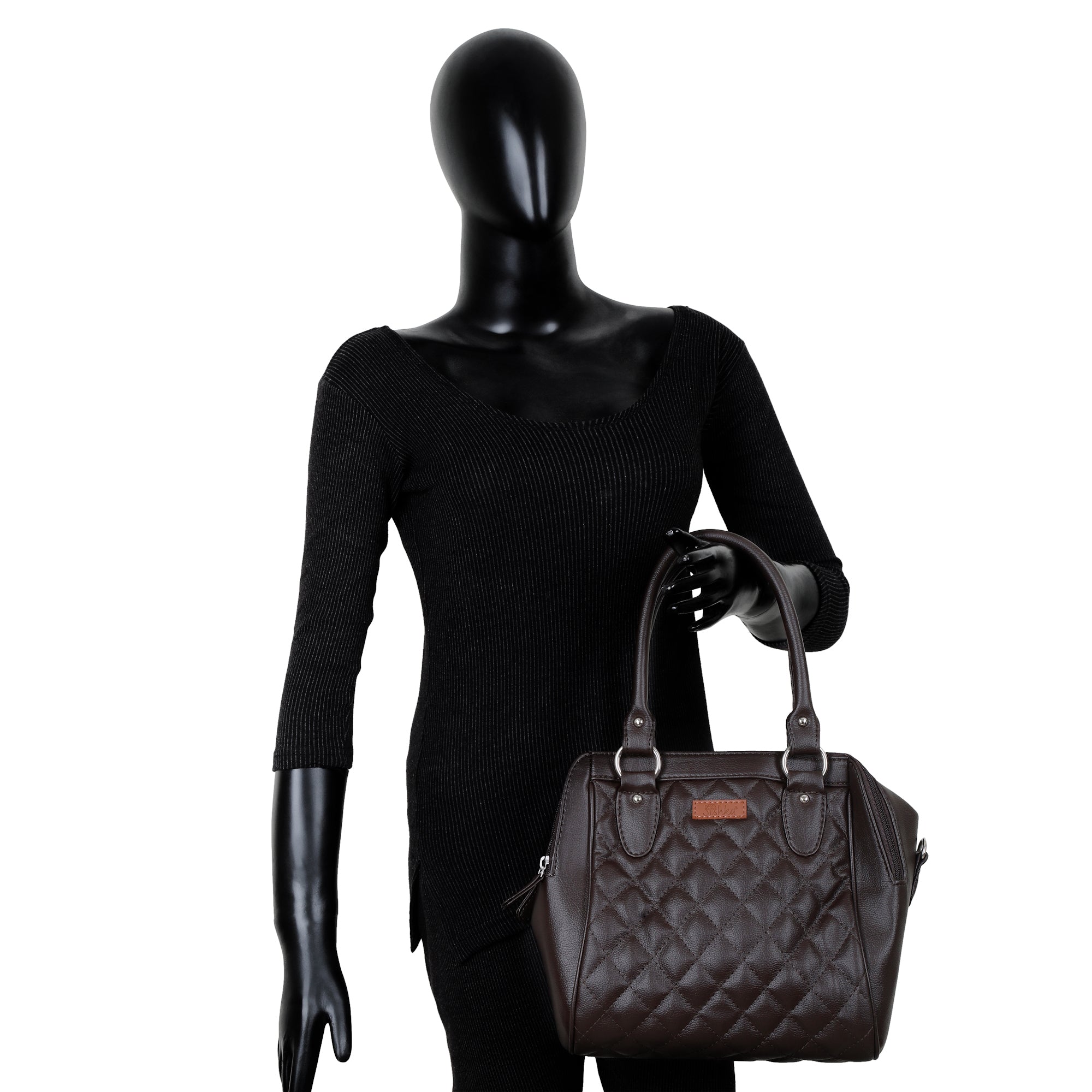 Brown Vegan Leather Handbag – Women’s Top Handle Satchel with Shoulder Strap
