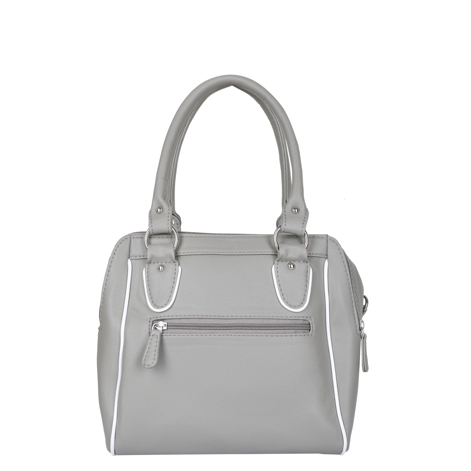 Grey Vegan Leather Handbag – Women’s Top Handle Satchel with Shoulder Strap